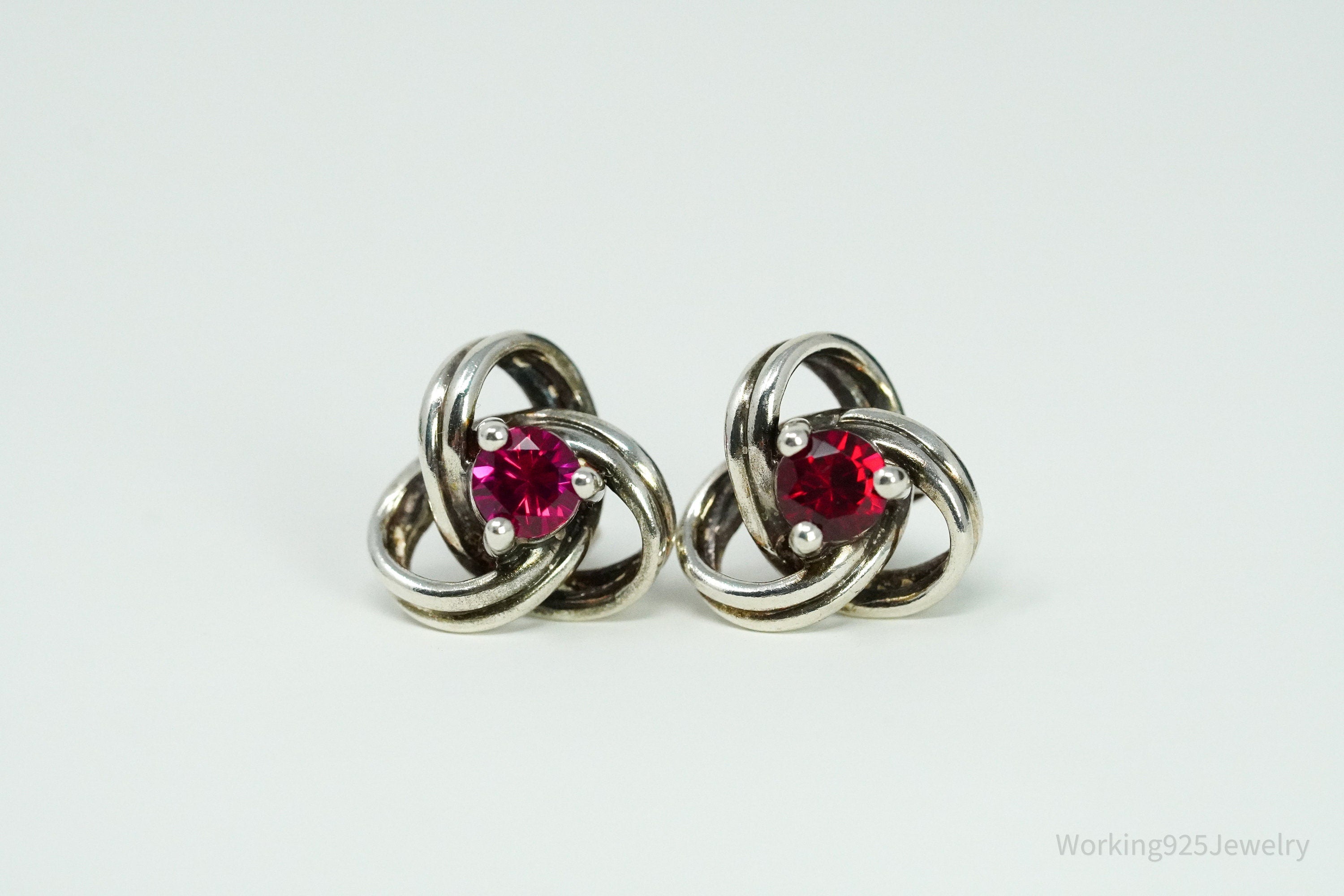 Vintage Pink Cubic Zirconia Sterling Silver Earrings