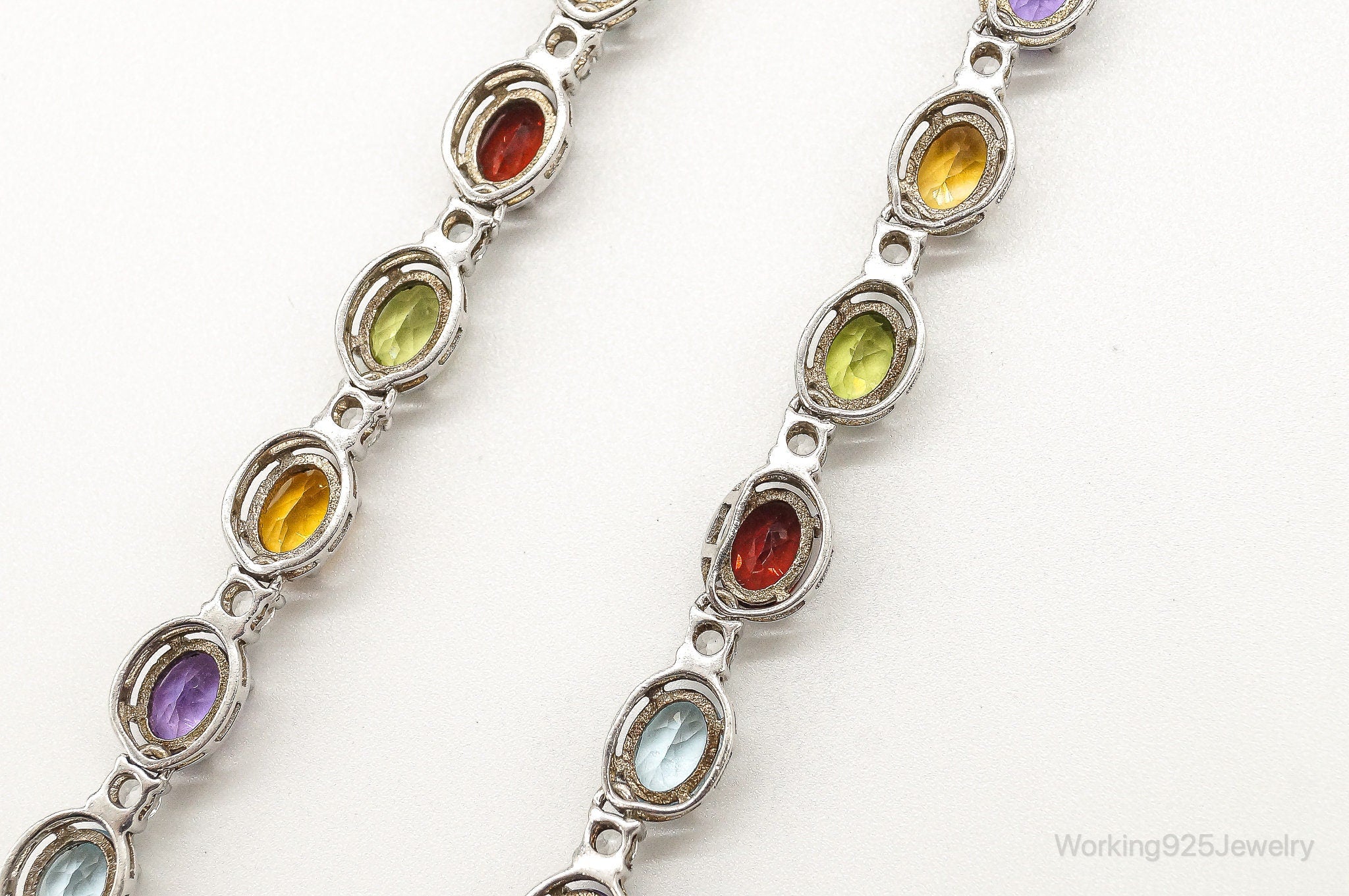 Vintage Multi Stone Sterling Silver Necklace