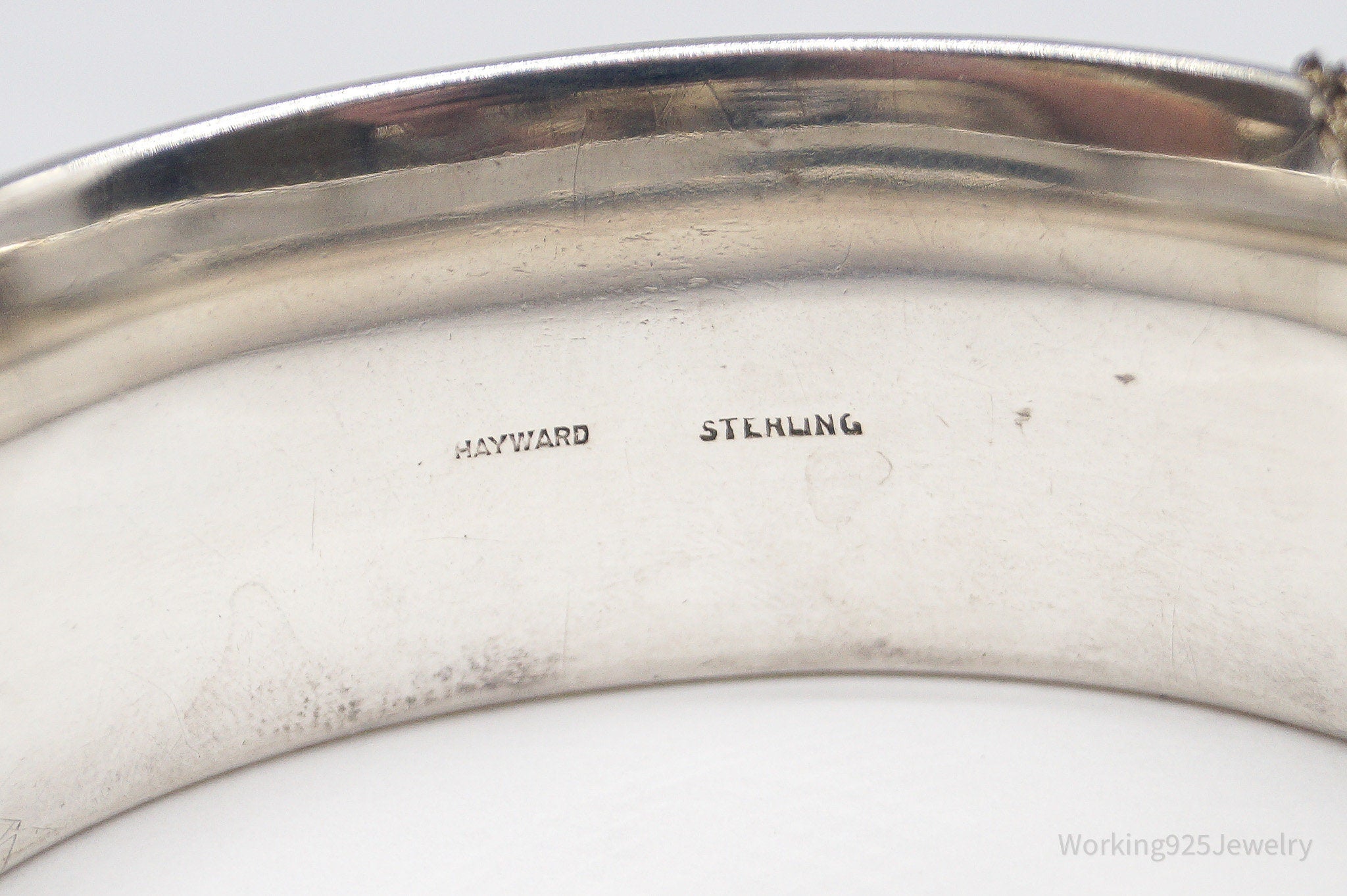 Antique Walter E Hayward Art Nouveau Etched Sterling Silver Bracelet - 7 1/8"