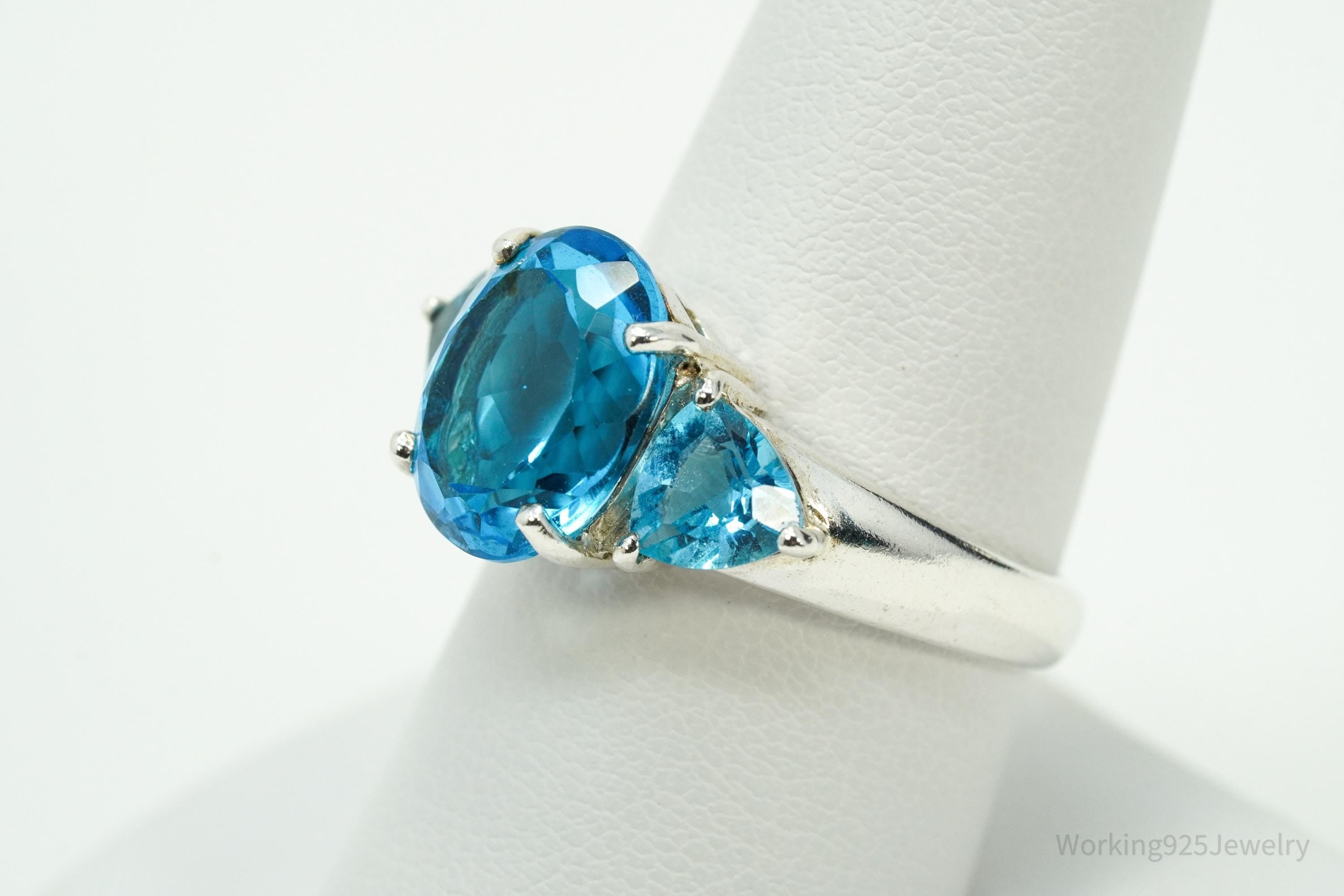 Vintage CNA Blue Topaz Sterling Silver Ring - Size 8.75