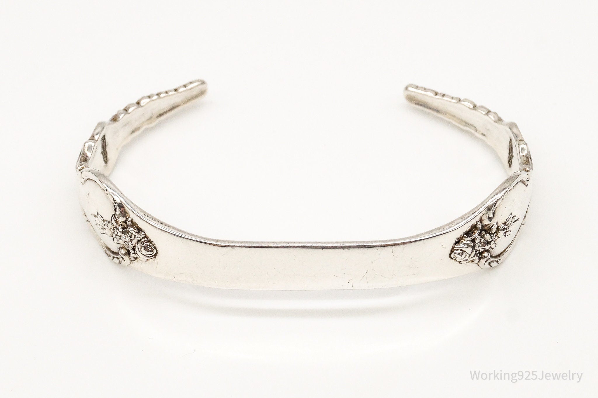 Antique Initials Name Plate International Sterling Silver Cuff Bracelet