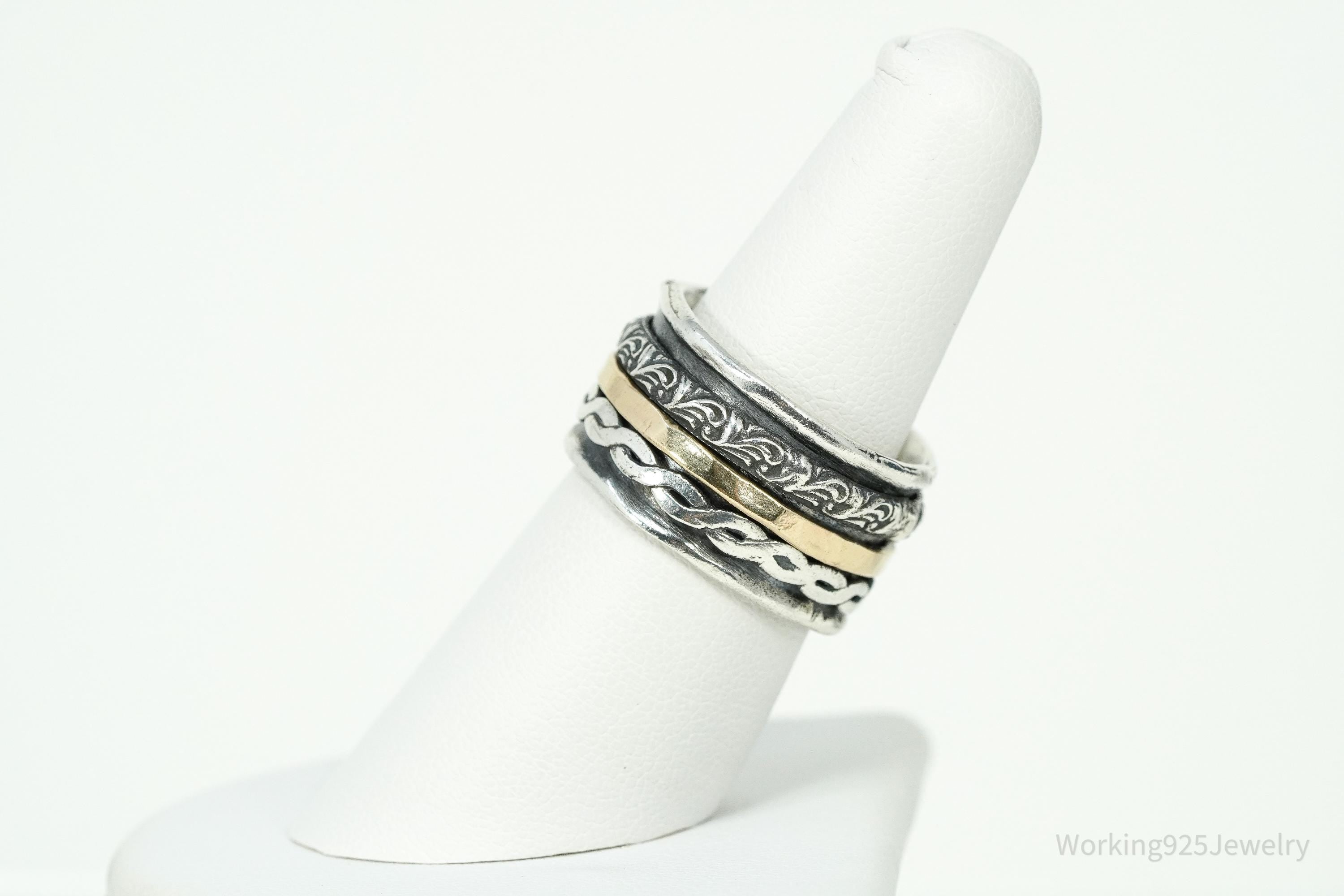 Vintage Gold Vermeil Sterling Silver Spinner Band Ring- Size 7.25