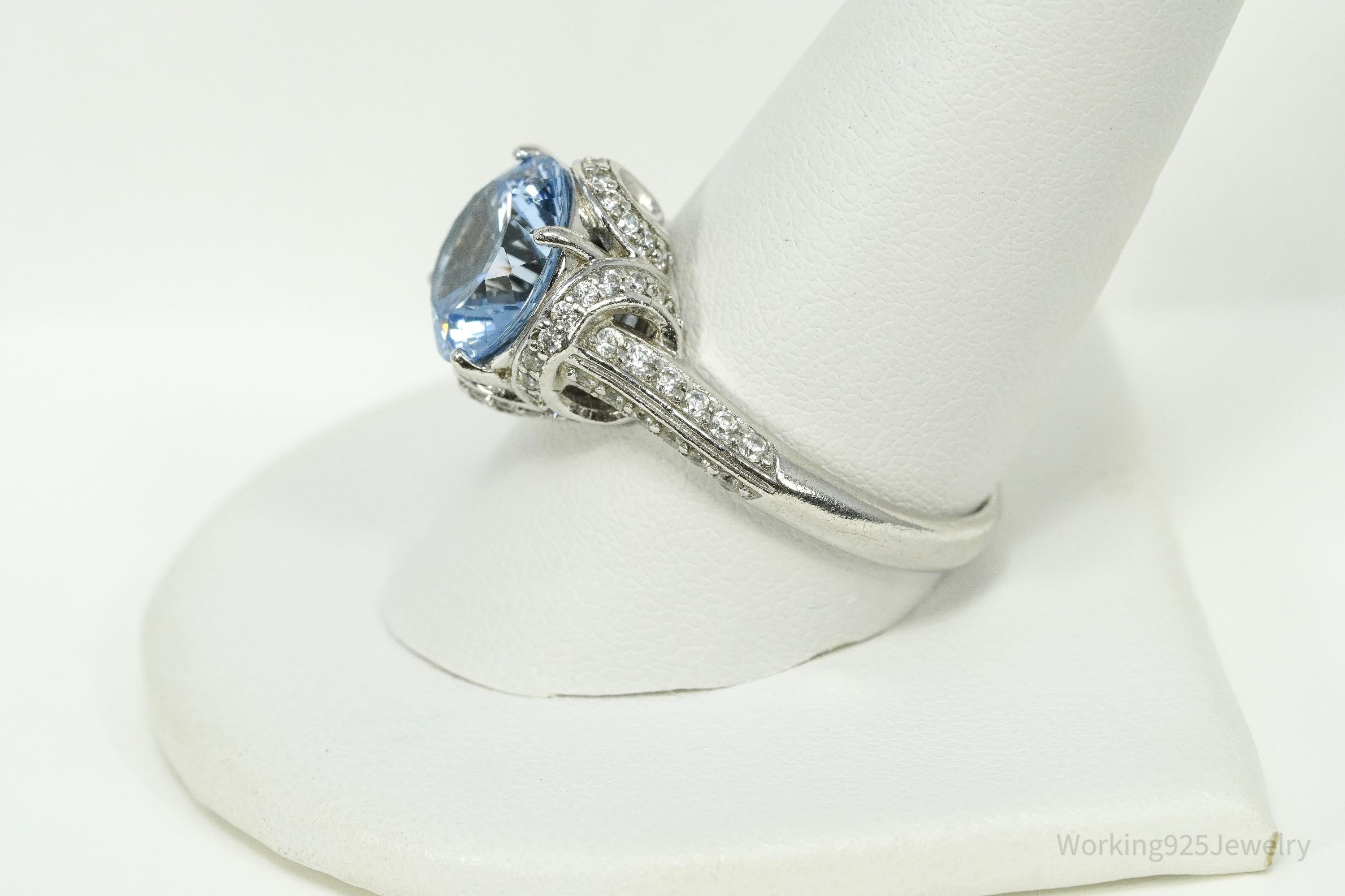 PAJ Blue And White Cubic Zirconia Sterling Silver Ring - Size 11