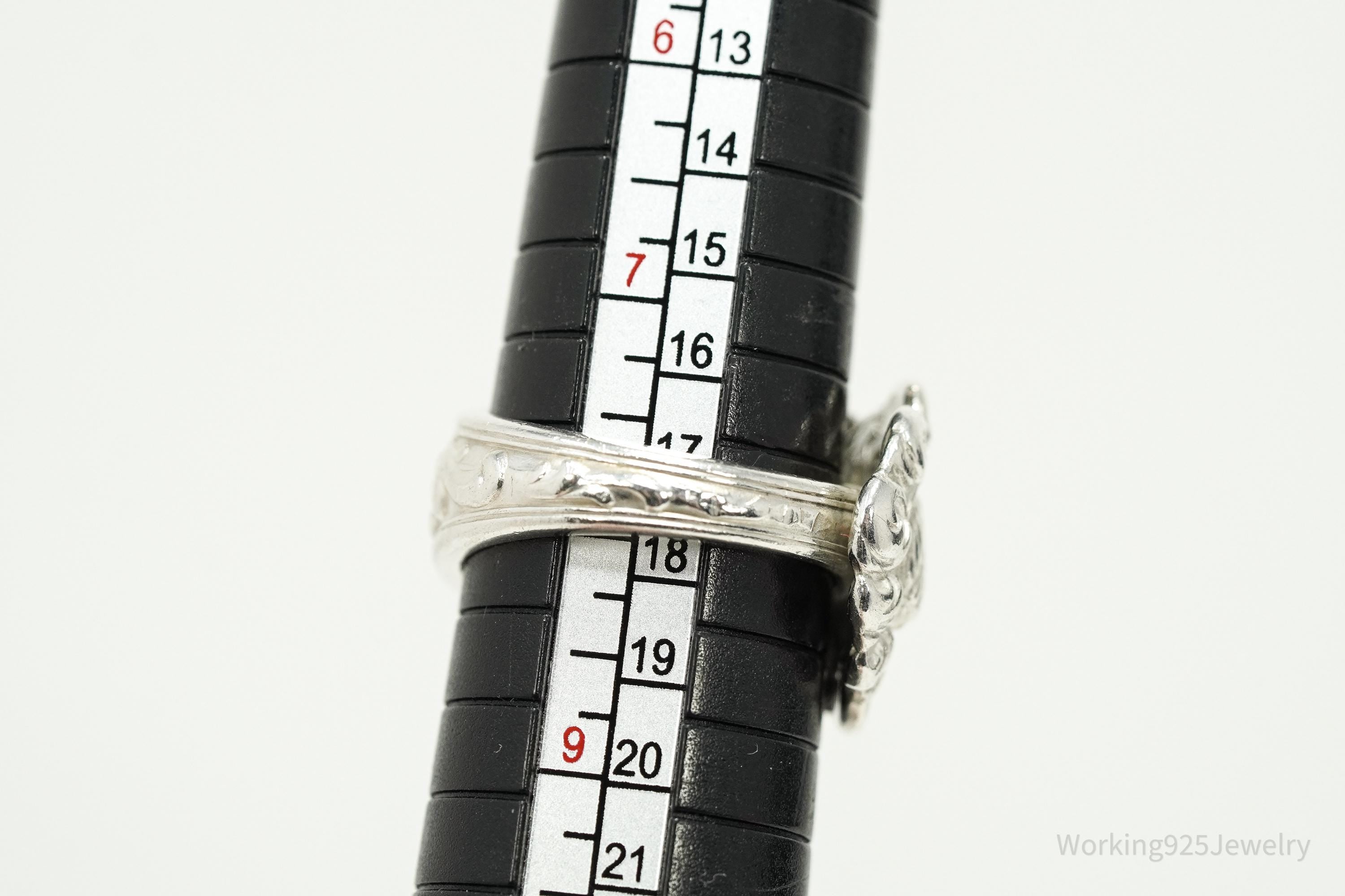 Antique Knight In Armor Sterling Silver Spoon Ring - Size 8