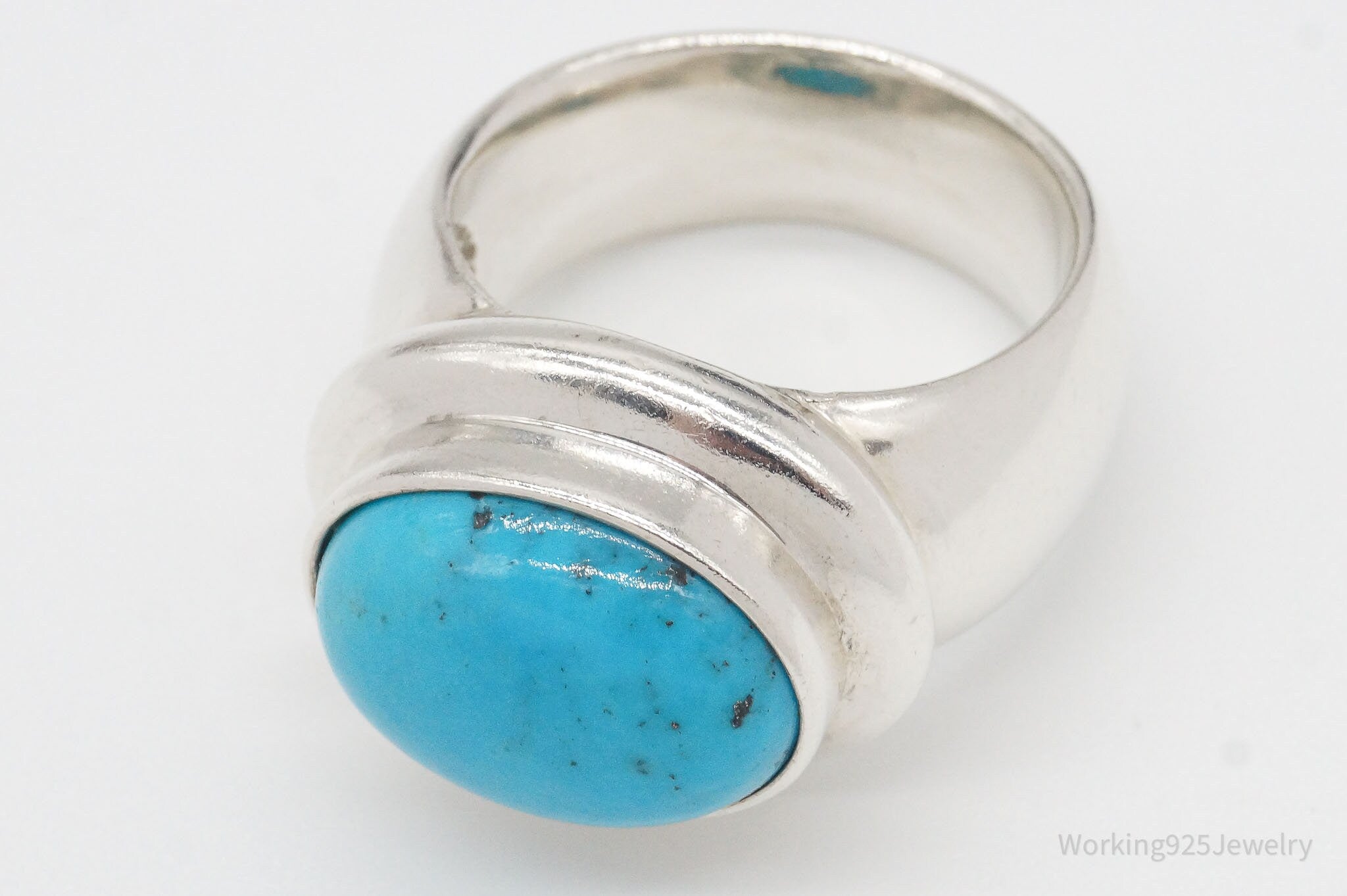 Vintage Designer Espo Signature Turquoise Sterling Silver Ring - Size 9