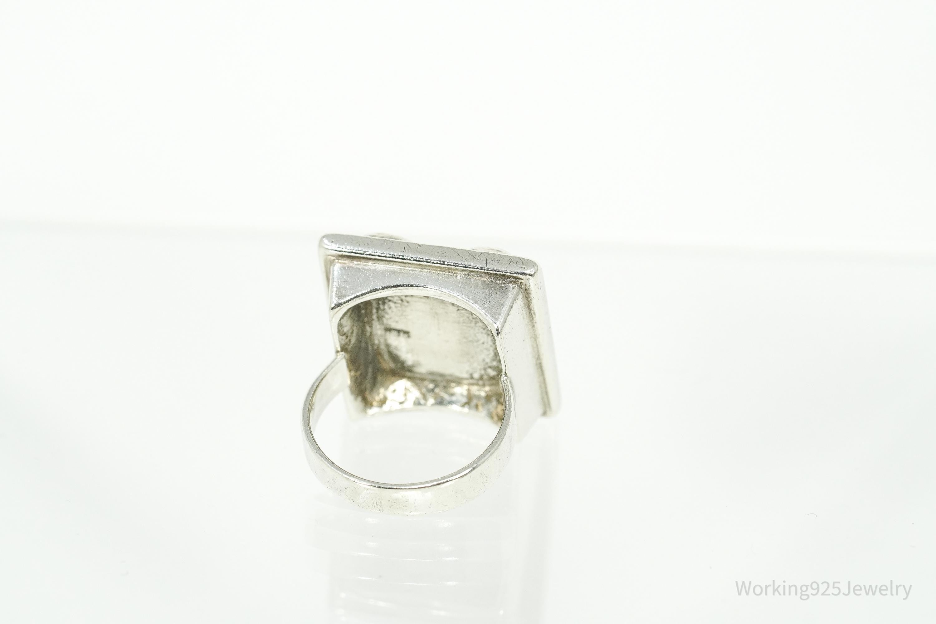 Vintage Amethyst Modernist 835 Silver Ring - Size 4.75