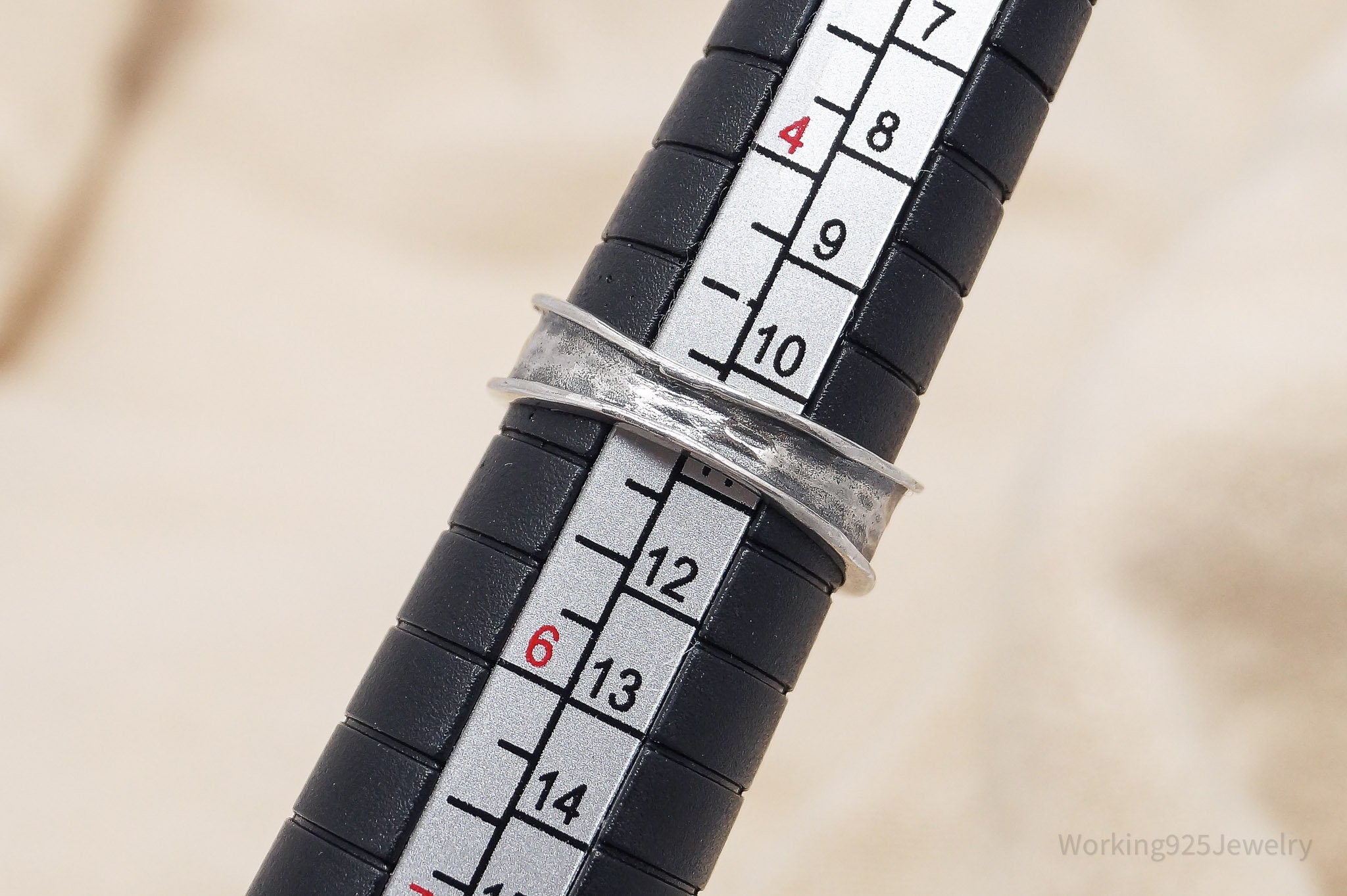 Vintage Israel Designer Paz PZ Rose Sterling Silver Band Ring - Size 5