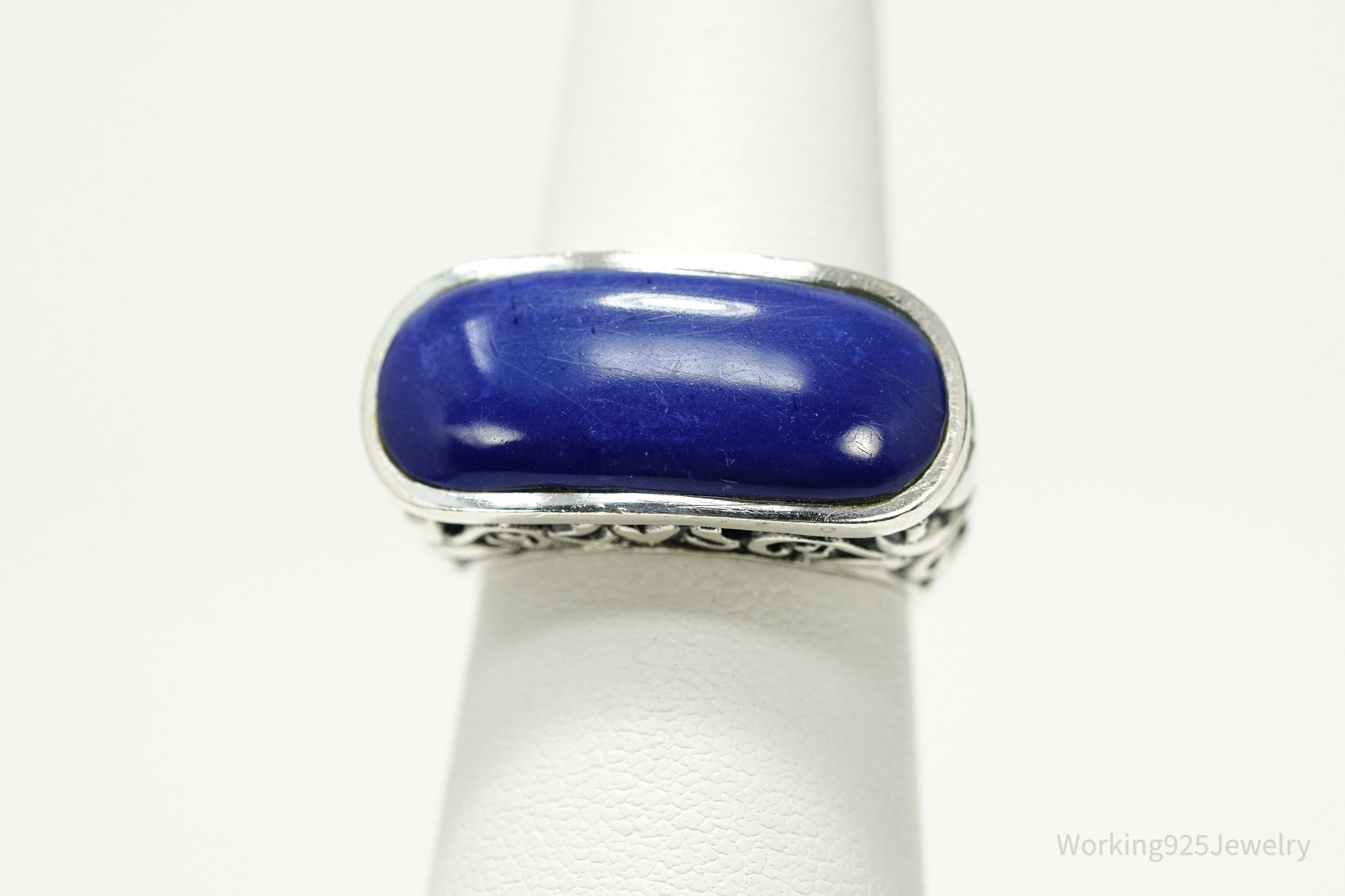 Vintage Lapis Lazuli Sterling Silver Ring Size 6.25