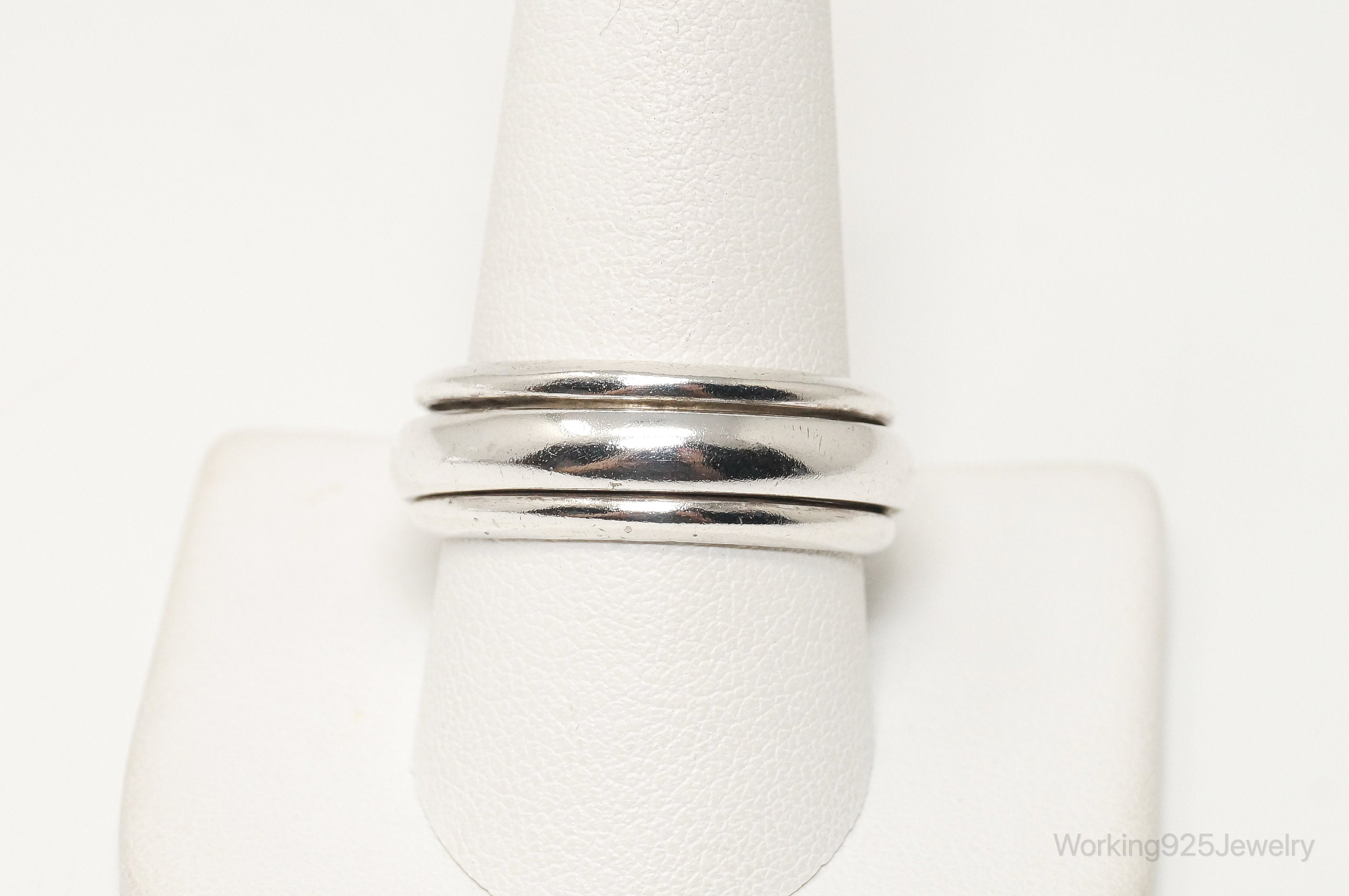 Vintage Mexico Modern Sterling Silver Spinner Ring - Sz 10.5