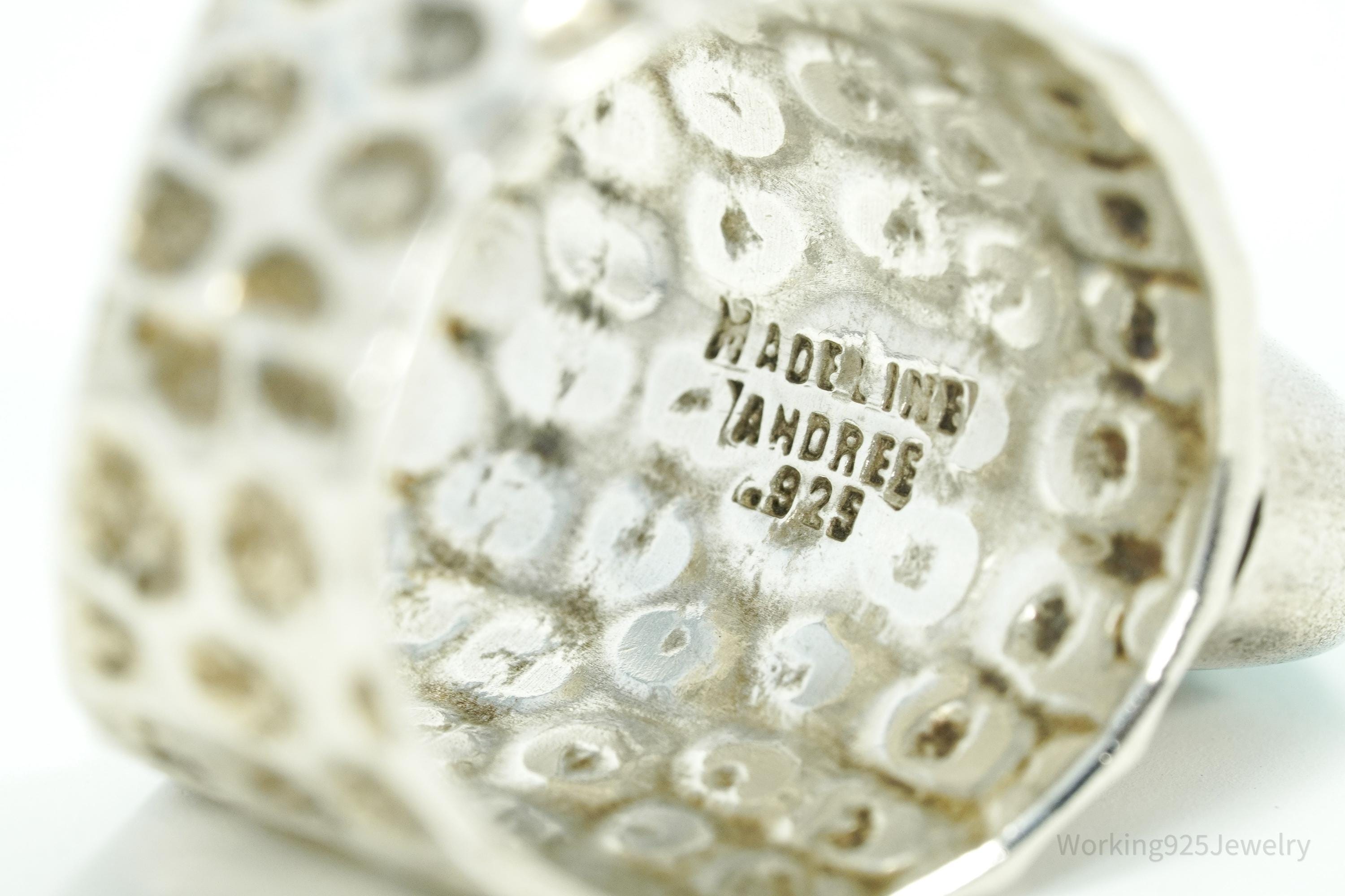 Vintage Designer Madeline Andree Turquoise Sterling Silver Ring - Size 10