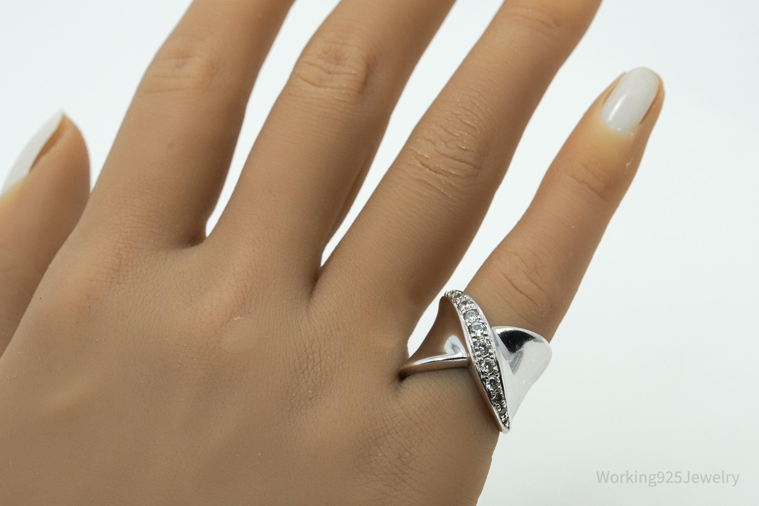 Vintage Cubic Zirconia Sterling Silver Ring - Size 5