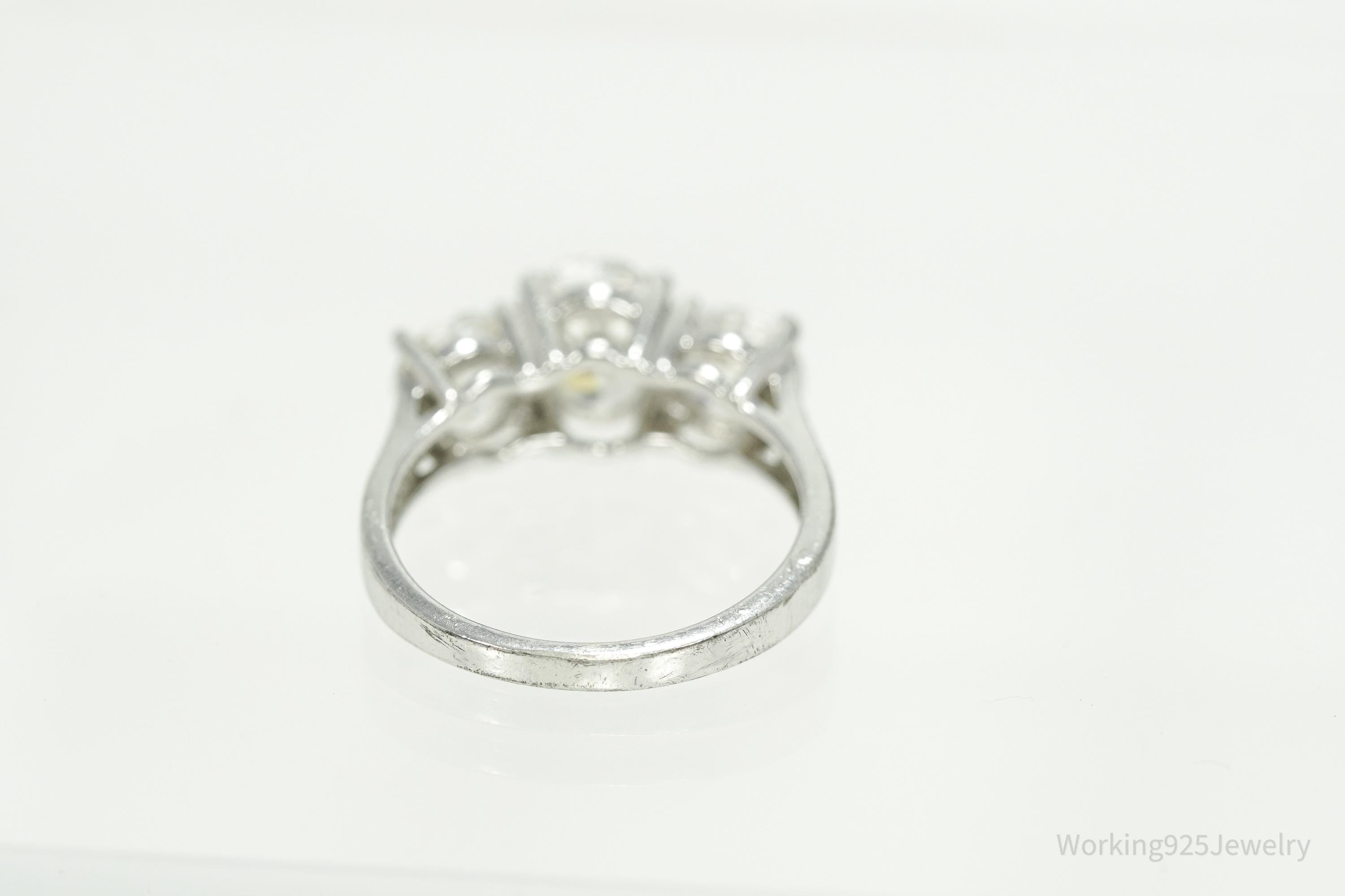 Vintage Cubic Zirconia Sterling Silver Ring - Size 6