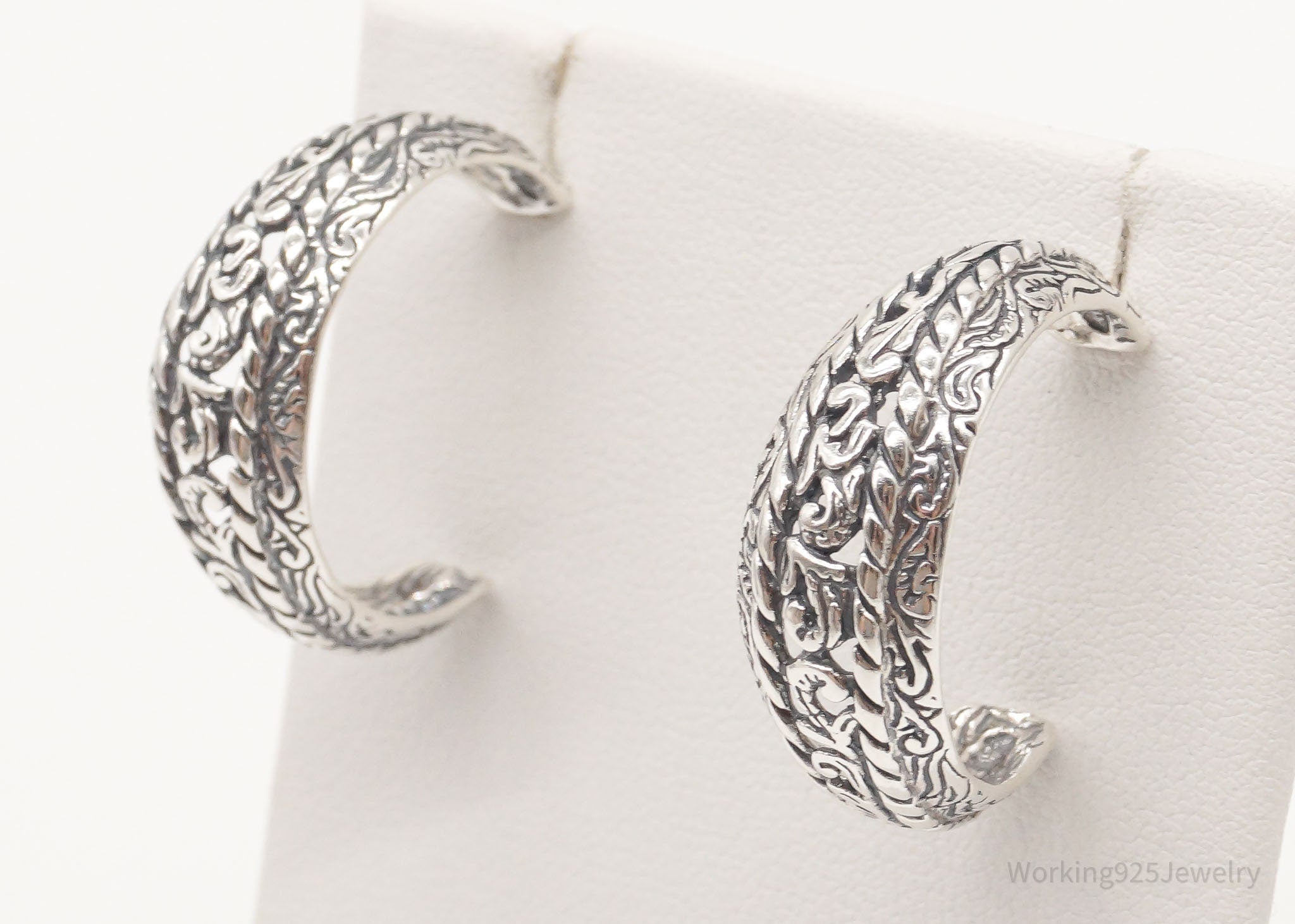 Western Designer Carolyn Pollack Sterling Silver Hoop Earrings