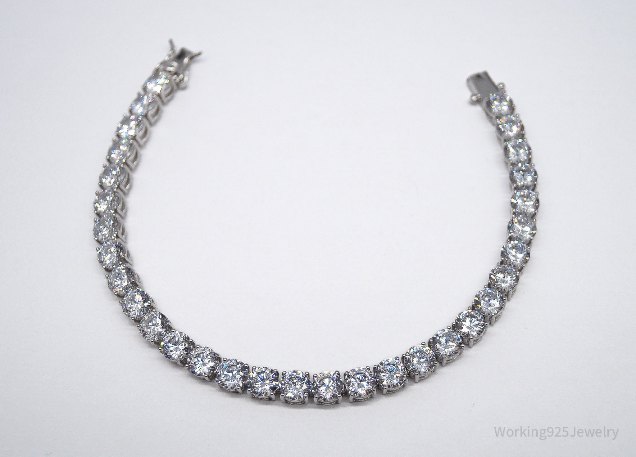 JTVs PAJ Large Cubic Zirconia Sterling Silver Tennis Bracelet - 8 3/8"