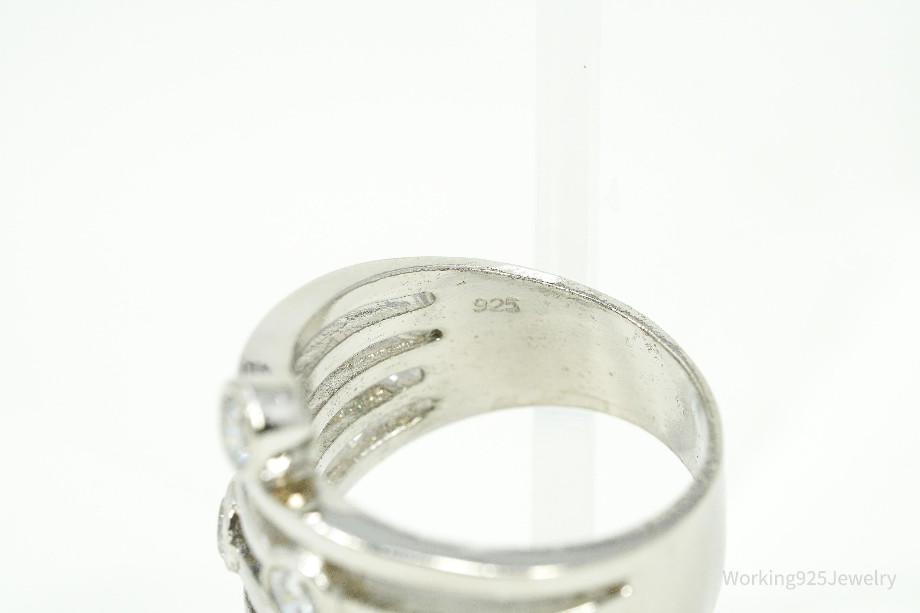 Vintage Cubic Zirconia Sterling Silver Band Ring - Size 6.75