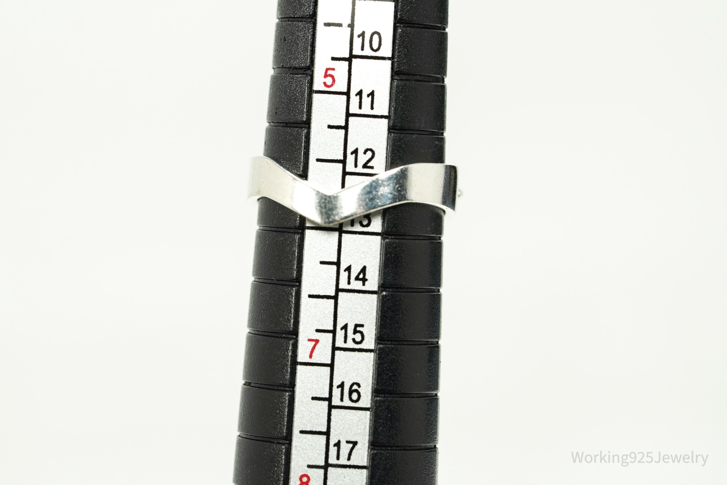 Vintage White Pearl Silver Ring - Size 5.75