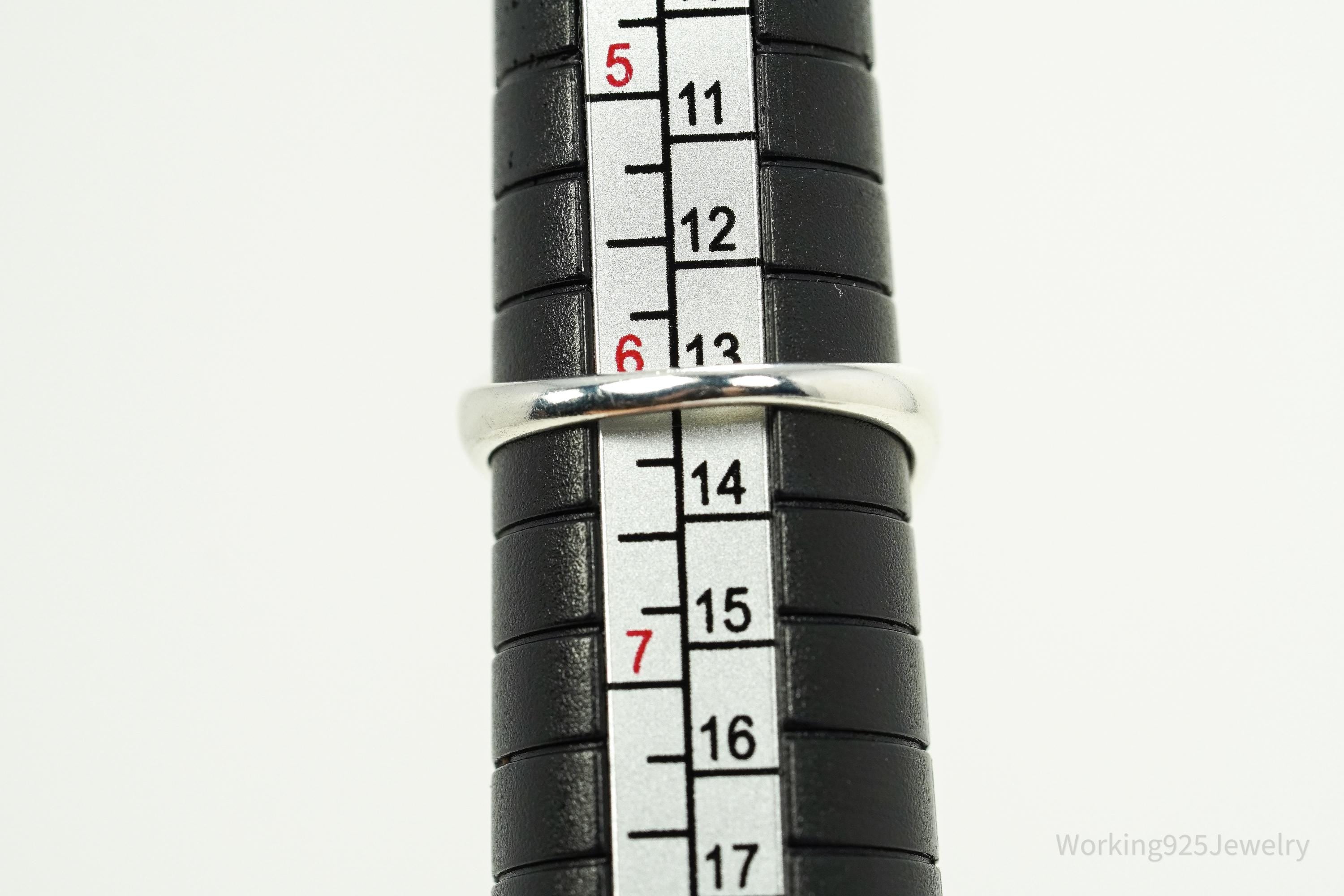 Vintage White Topaz Linked Hearts Sterling Silver Ring - Size 6