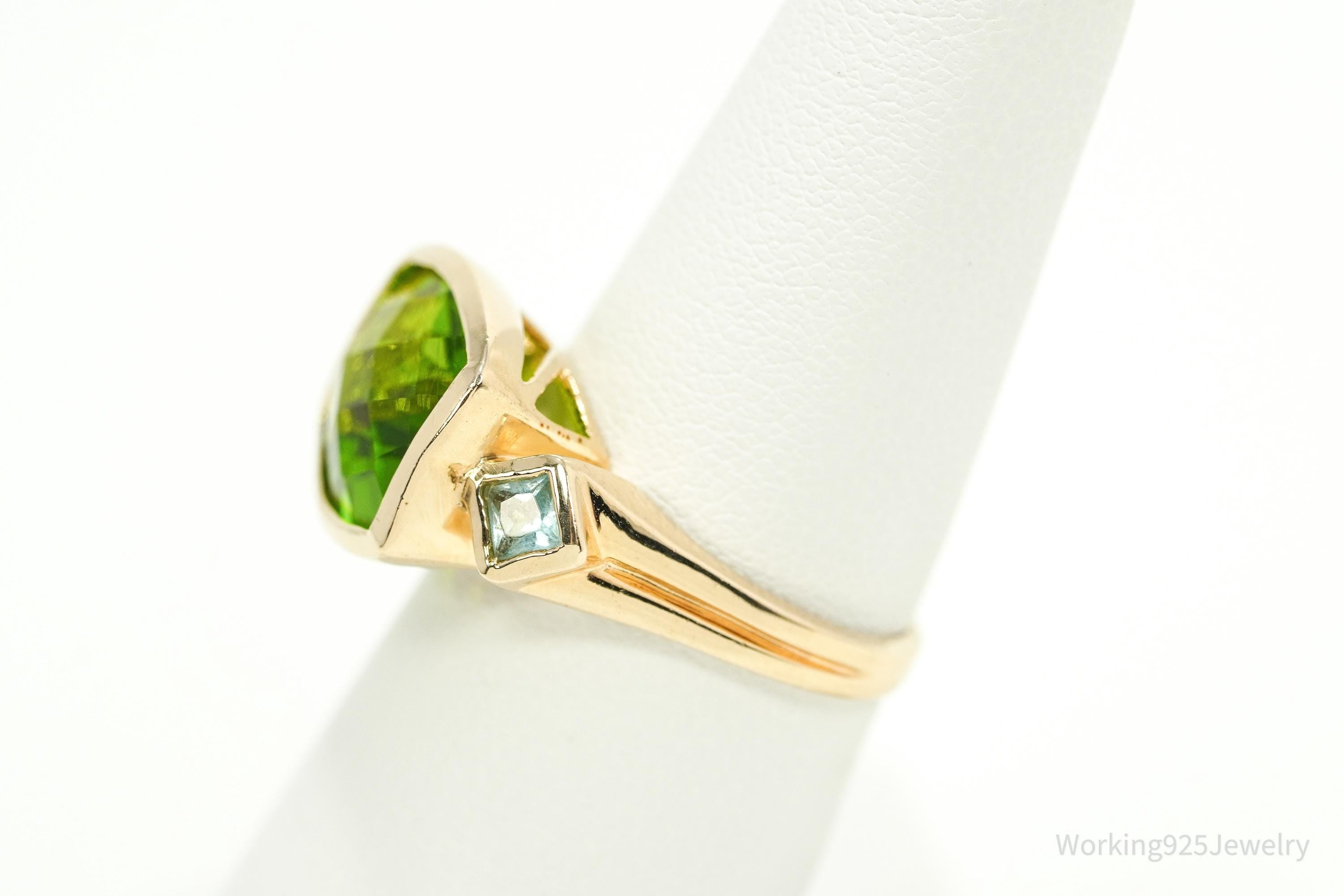 Designer Ross Simons Peridot & Blue Topaz Yellow Gold Over Sterling Silver Ring - Size 7