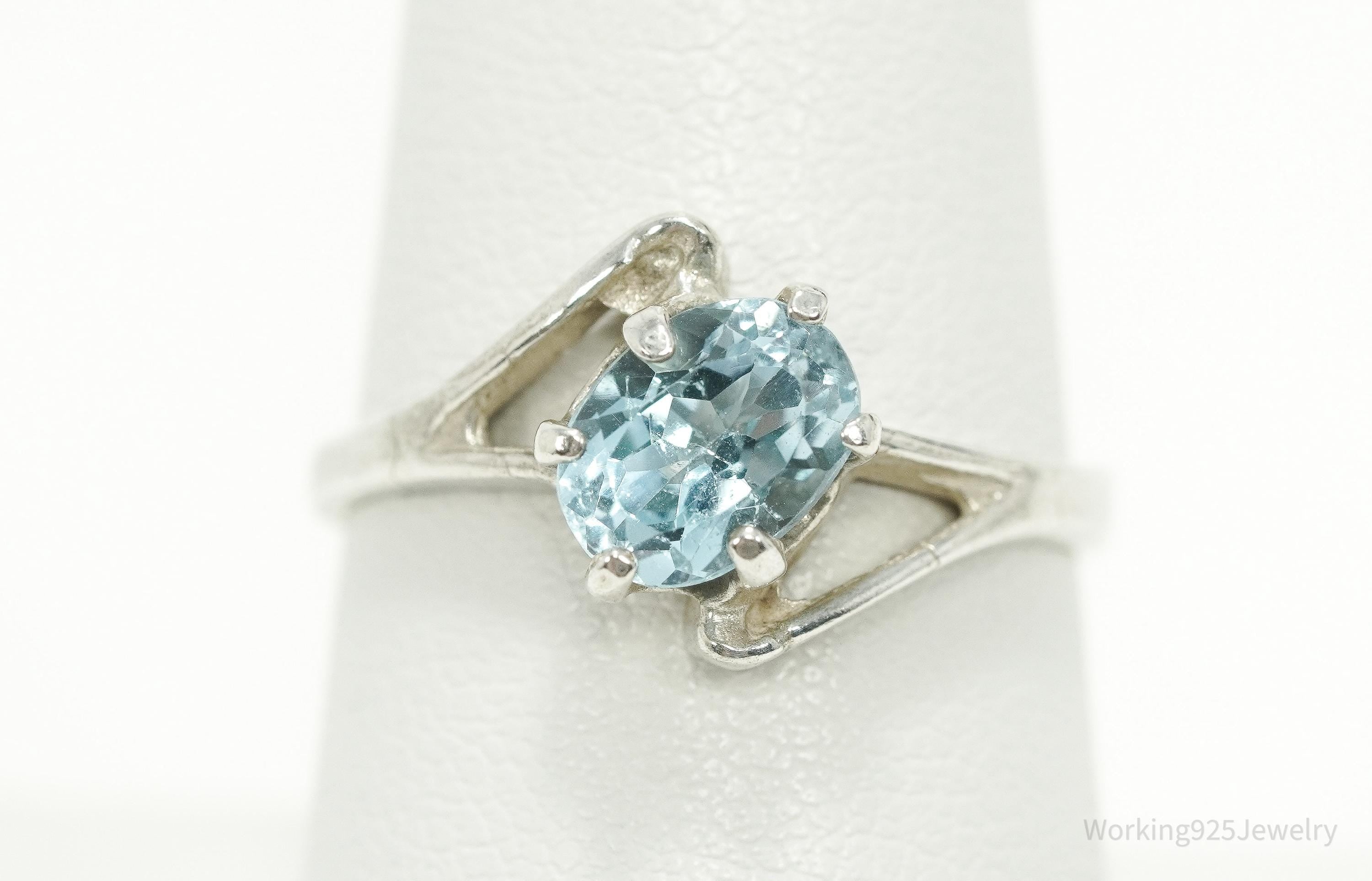 Vintage Blue Topaz Sterling Silver Ring - Size 8