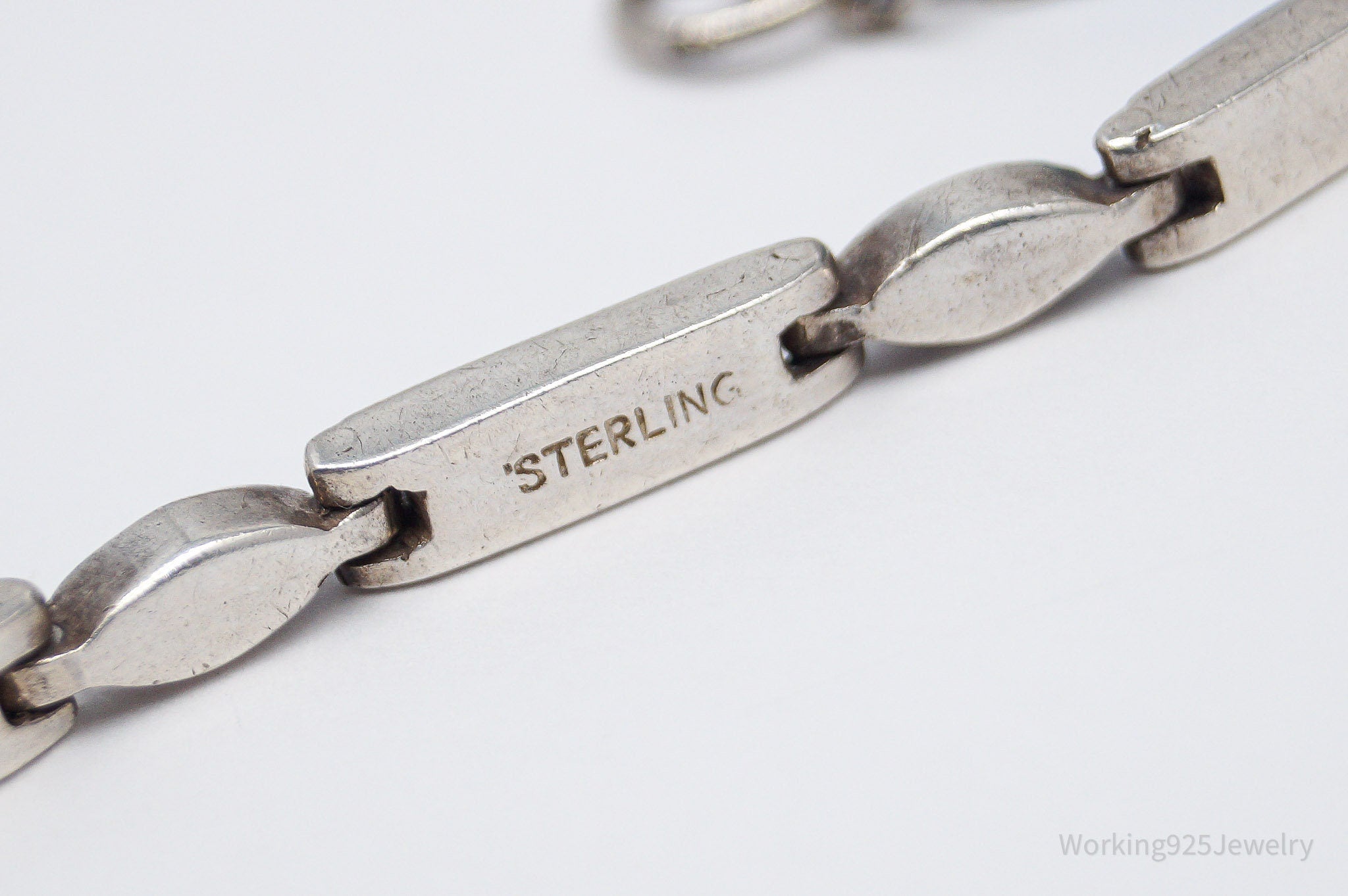 Vintage Opal Inlay Sterling Silver Bracelet - 7.5"