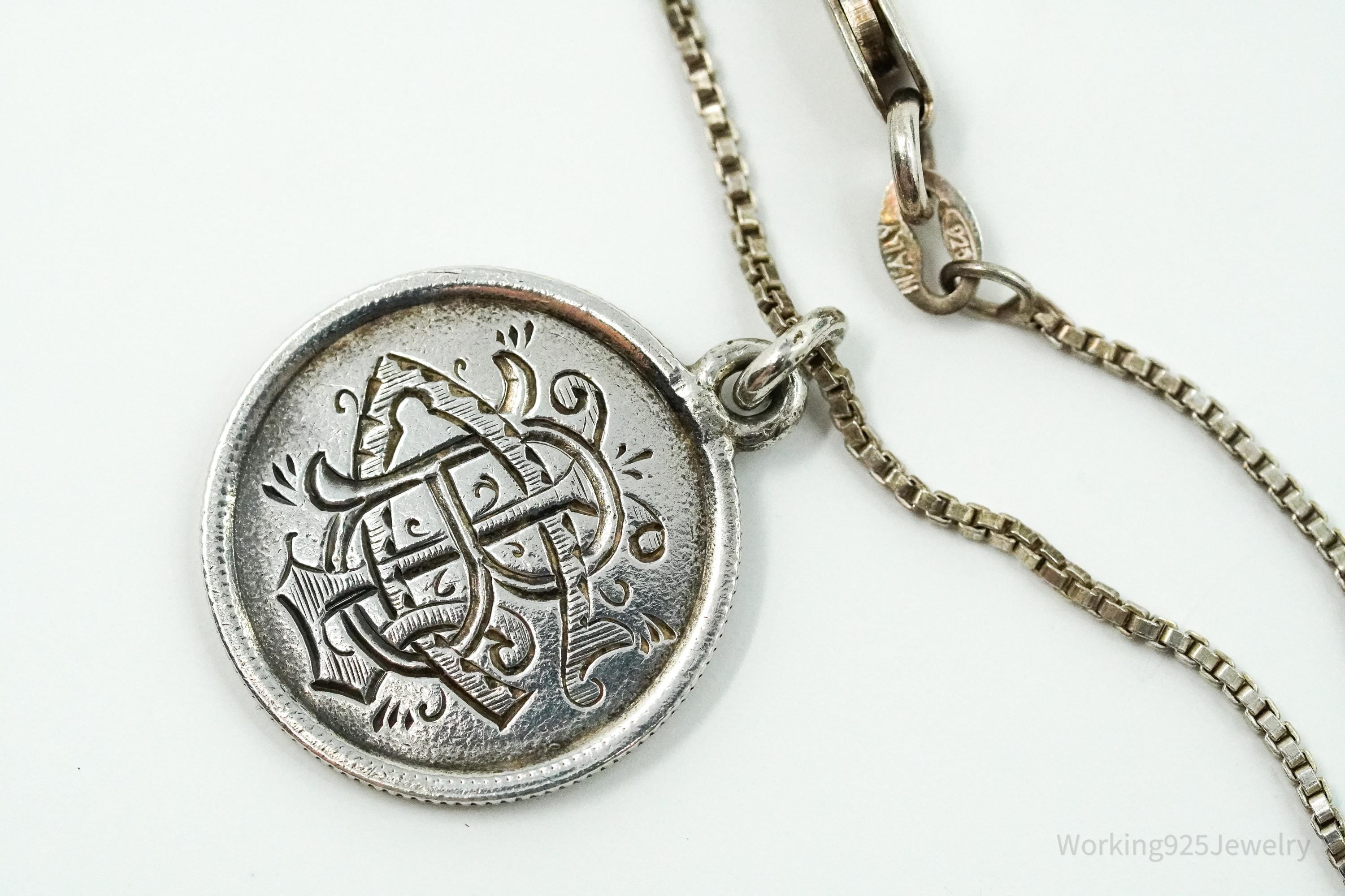 Antique Vintage 1880 Seated Liberty Dime Coin Sterling Silver Chain Necklace - 16"