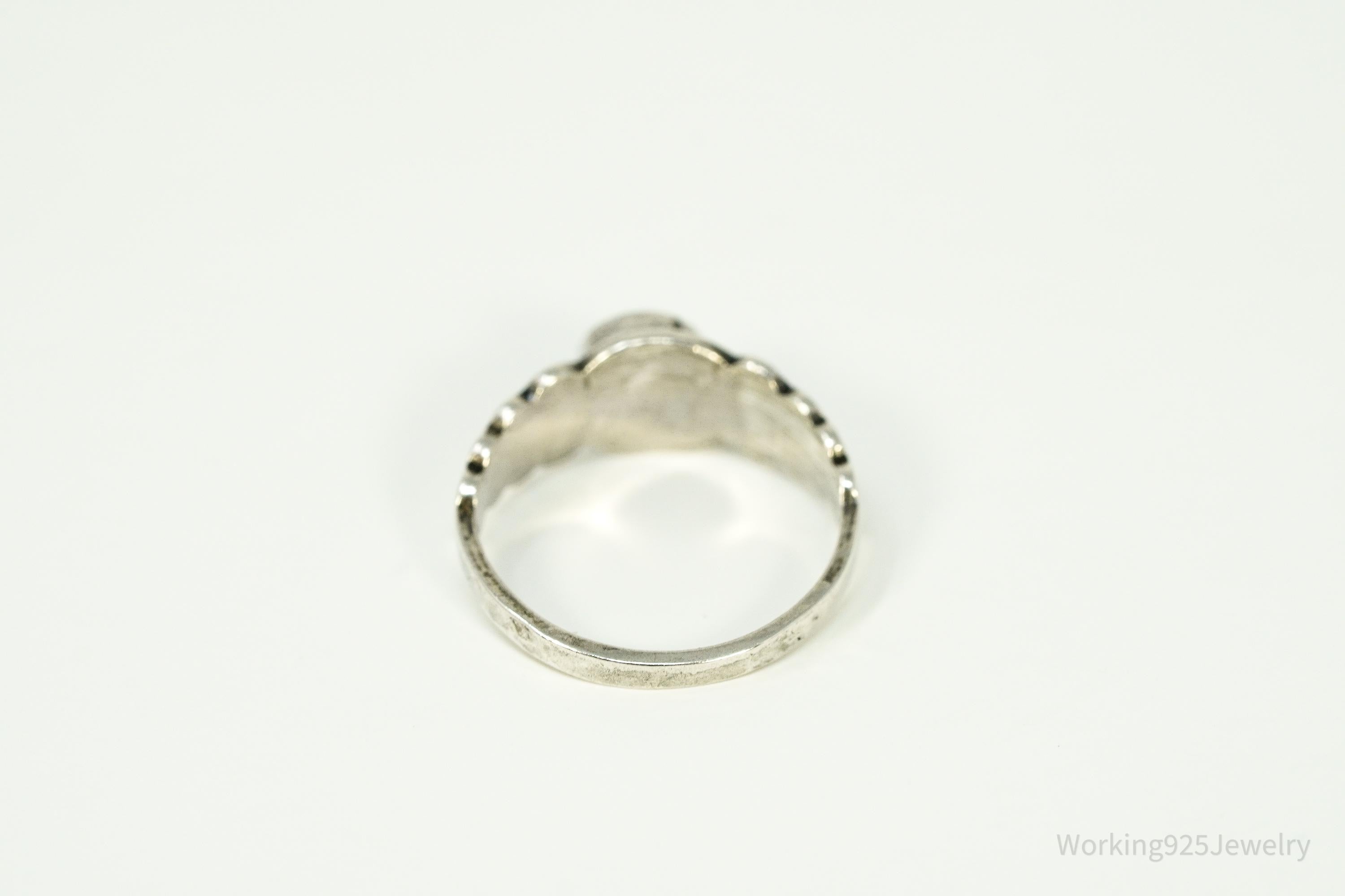 Vintage Handmade Native American Turquoise Silver Ring / Toe Ring - Size 1.25