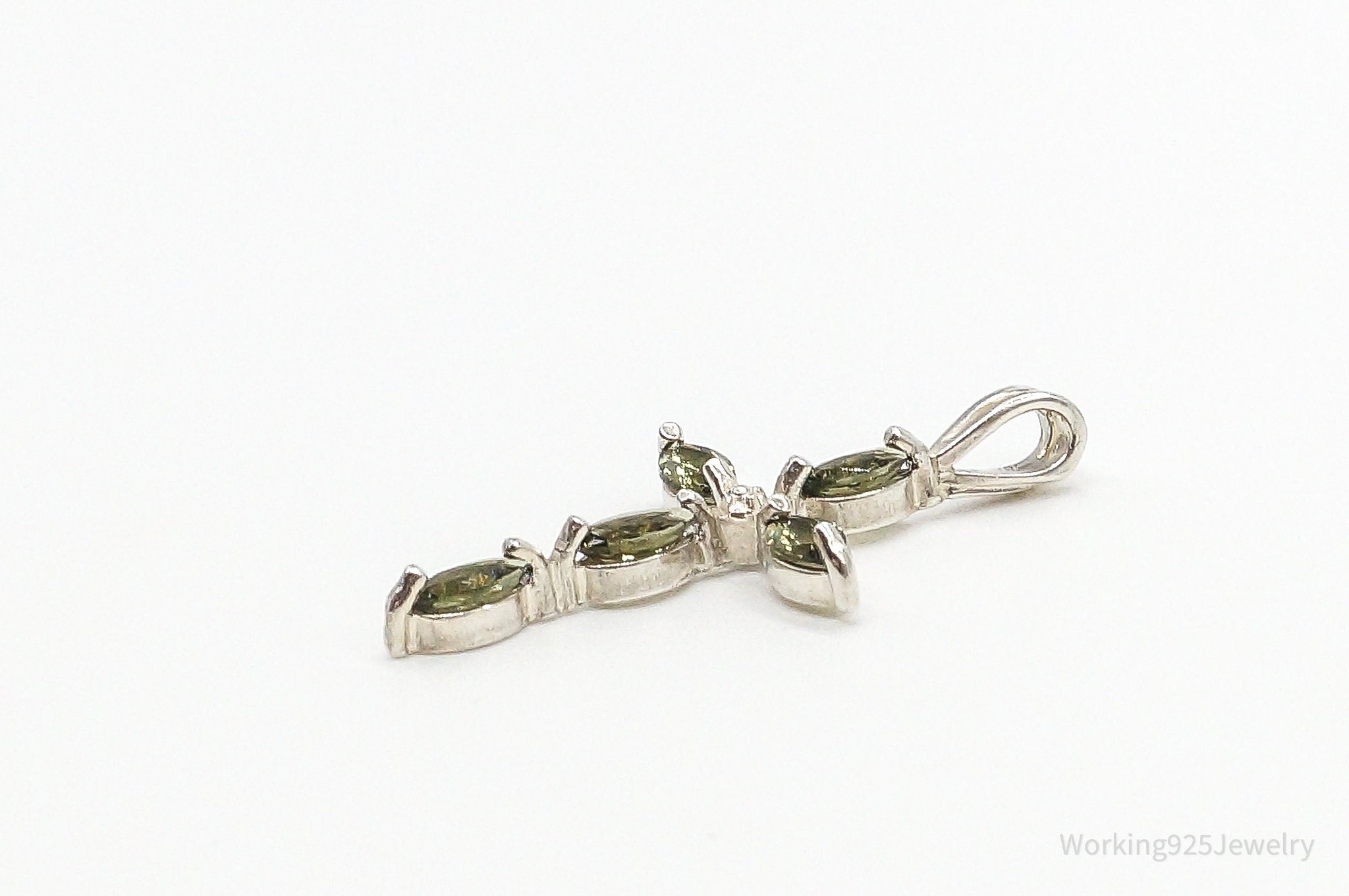 Vintage Peridot Cross Sterling Silver Pendant