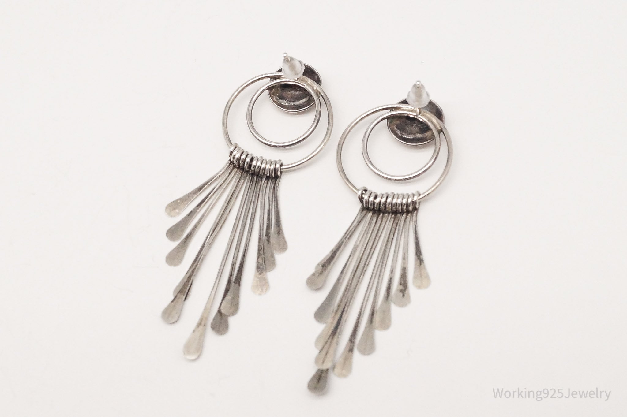 Vintage Modernist Style Silver Earrings