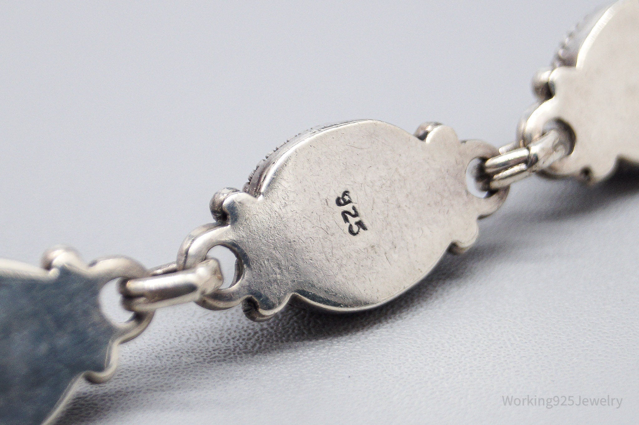 Vintage Green Stone Sterling Silver Toggle Bracelet