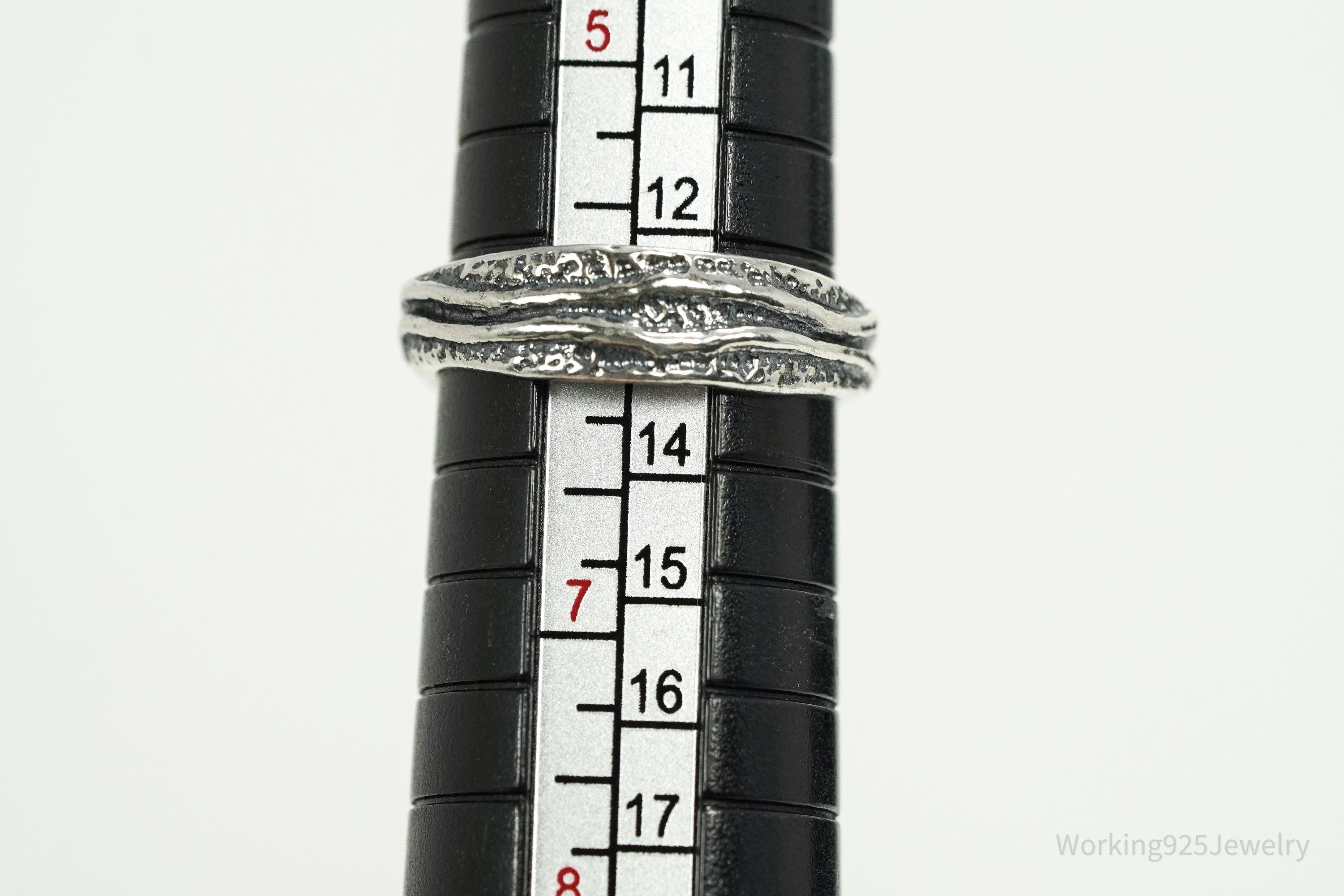 Vintage Israel Designer Paz PZ Blue Topaz Sterling Silver Ring - Size 6