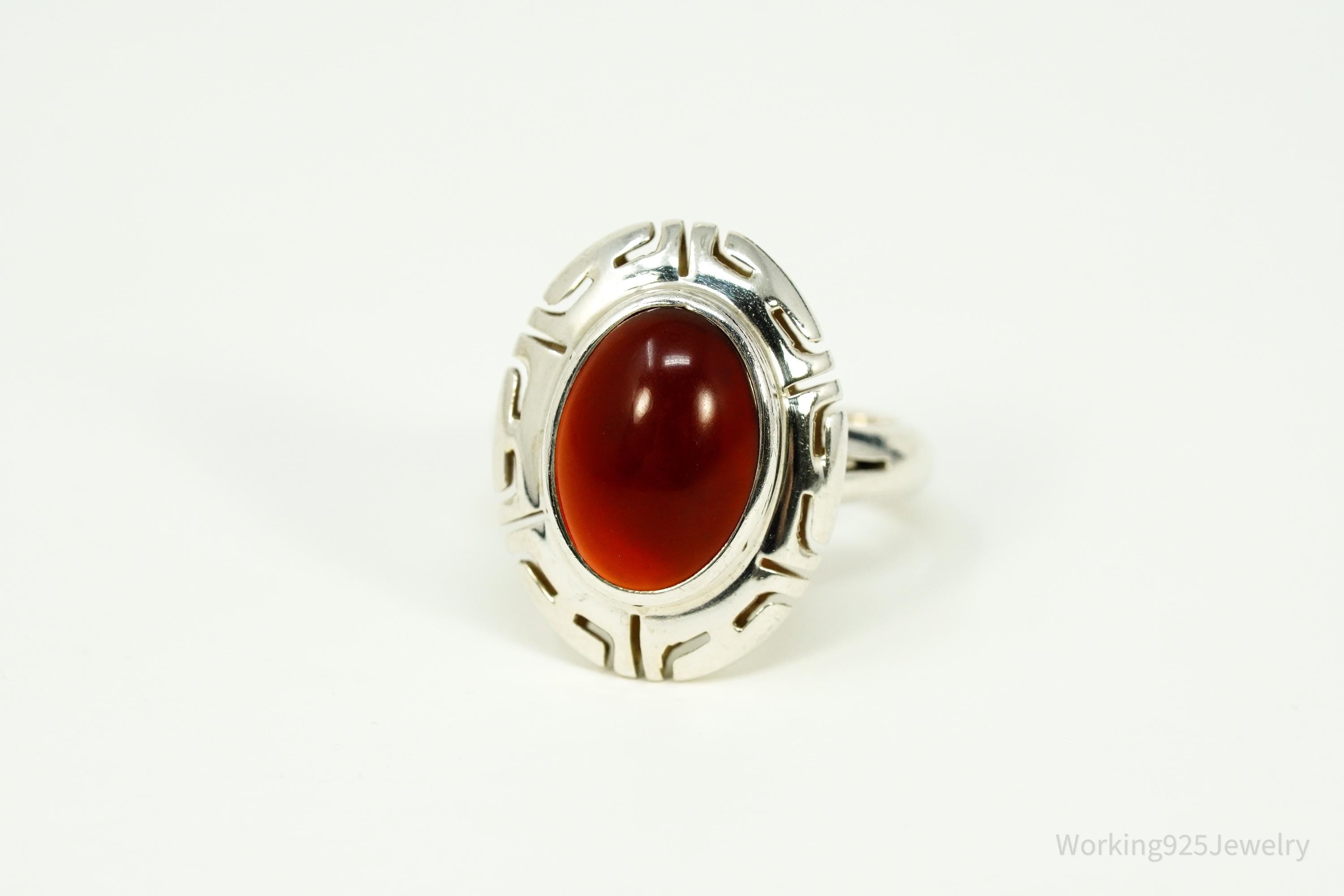 Vintage Mexico CII Carnelian Sterling Silver Ring Size 8