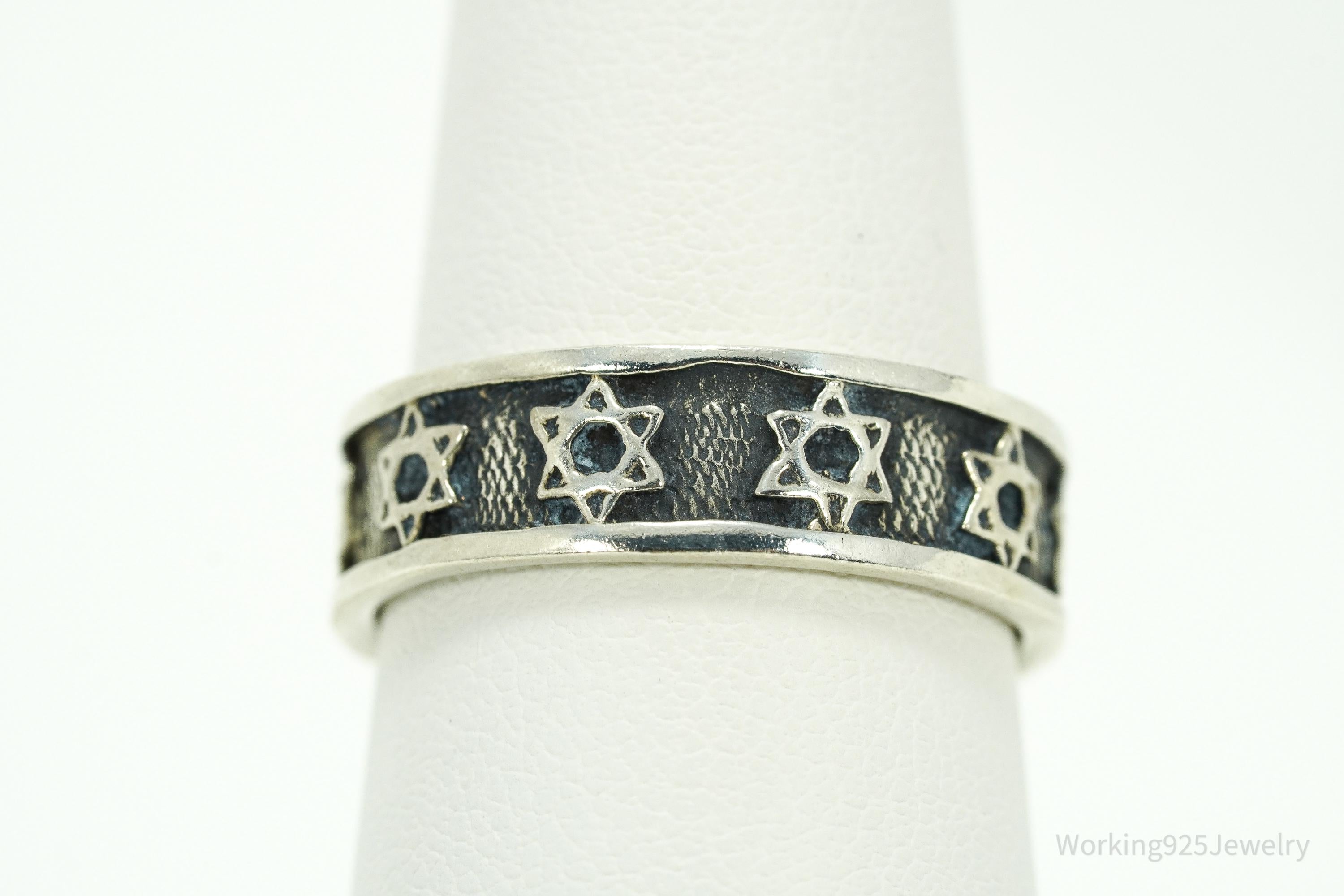 Vintage Star Of David Sterling Silver Band Ring Size 8.5
