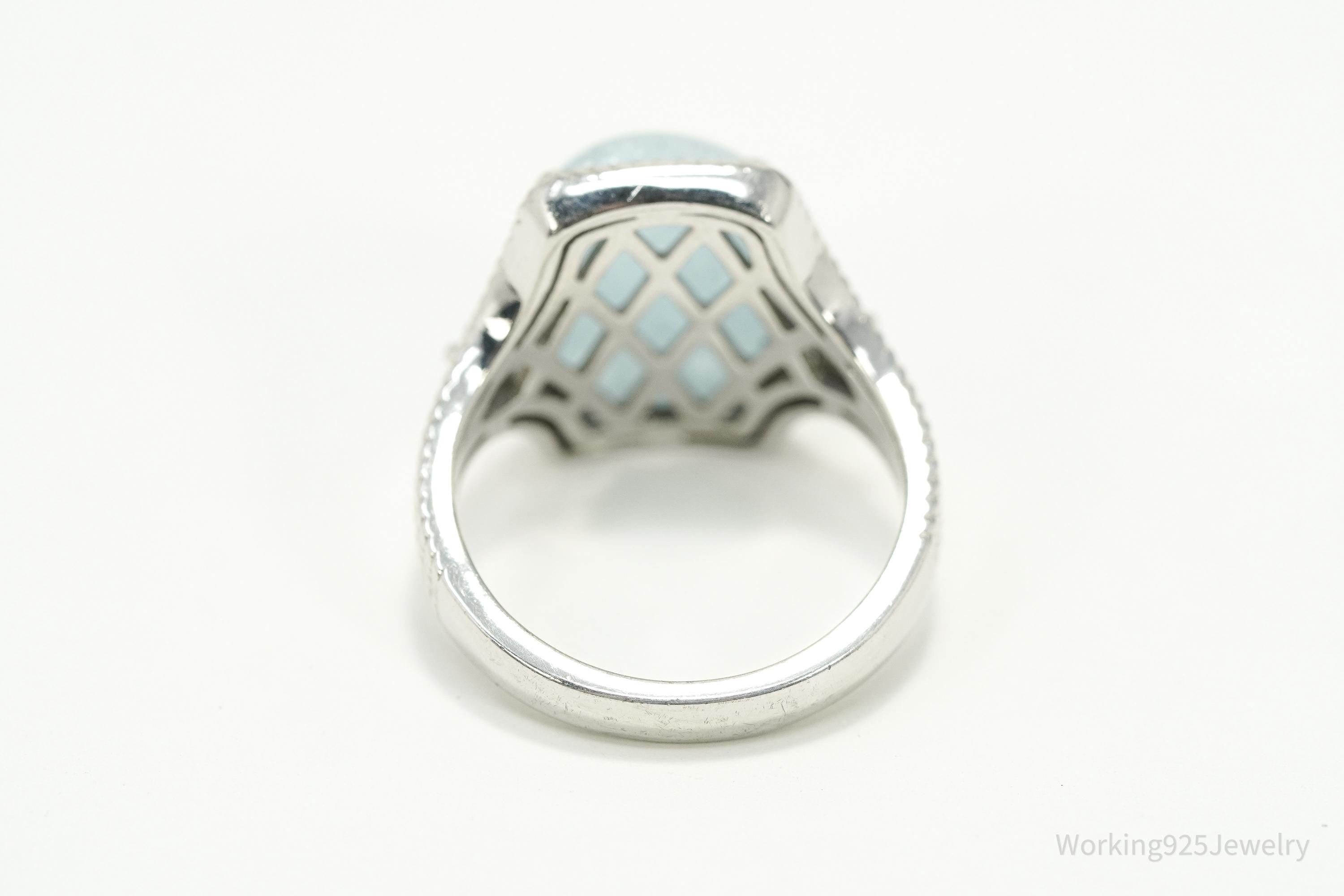 Vintage Sterling Silver Ring • Aquamarine & Tanzanite Accent Gemstones Size 7