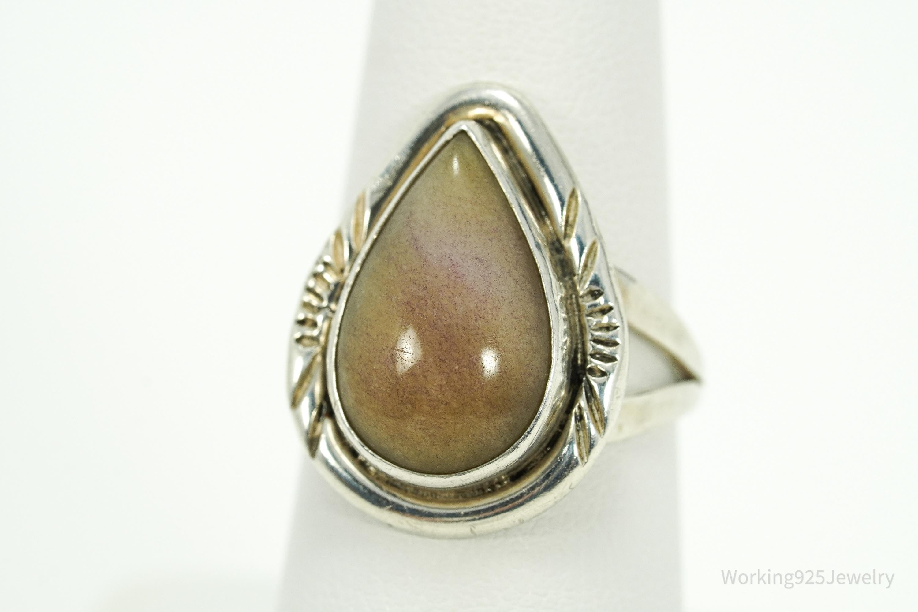 Vintage Native American Nakai Labradorite Sterling Silver Ring - Size 9