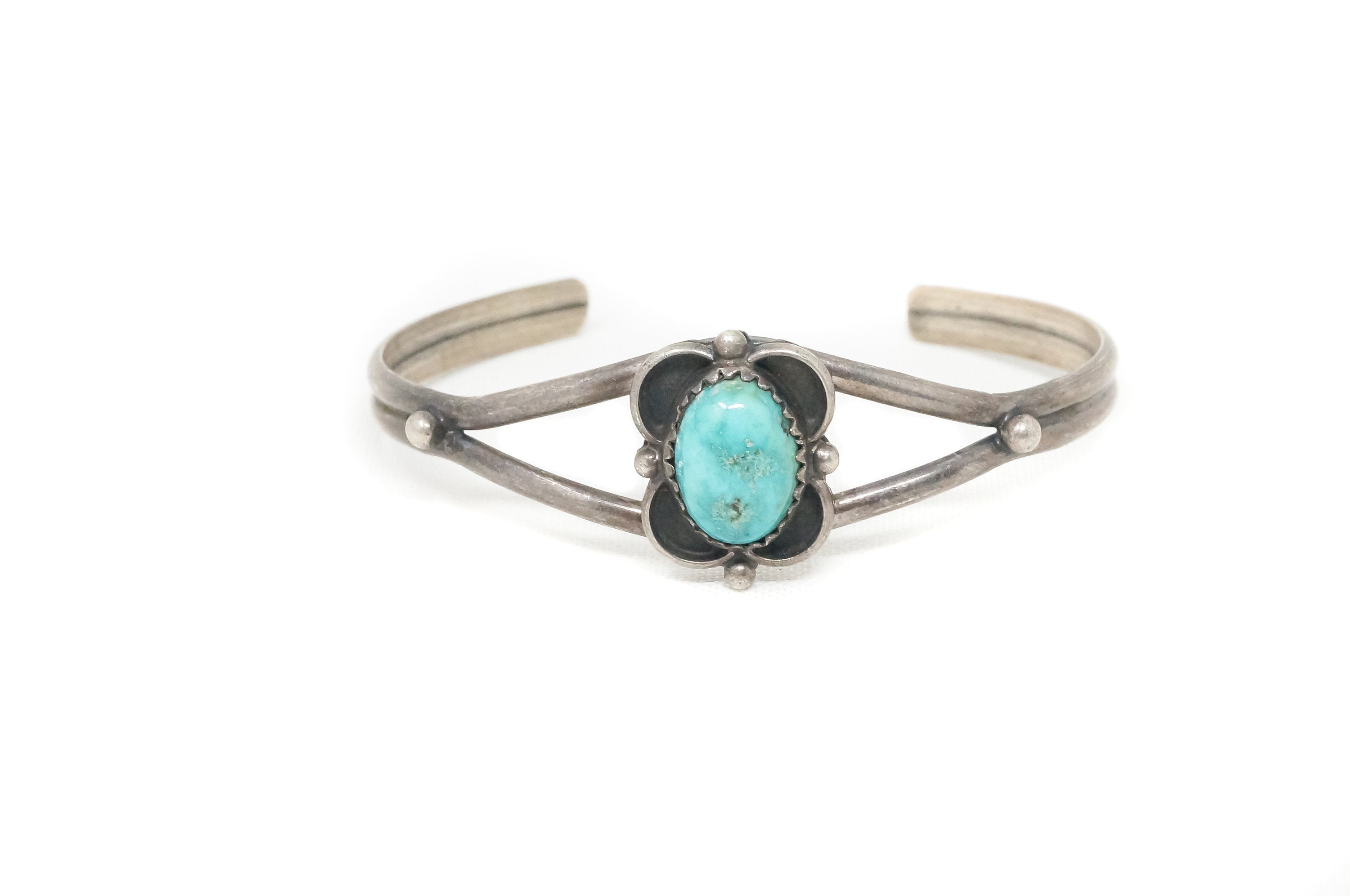 Vintage Handmade Native Turquoise Sterling Cuff Bracelet