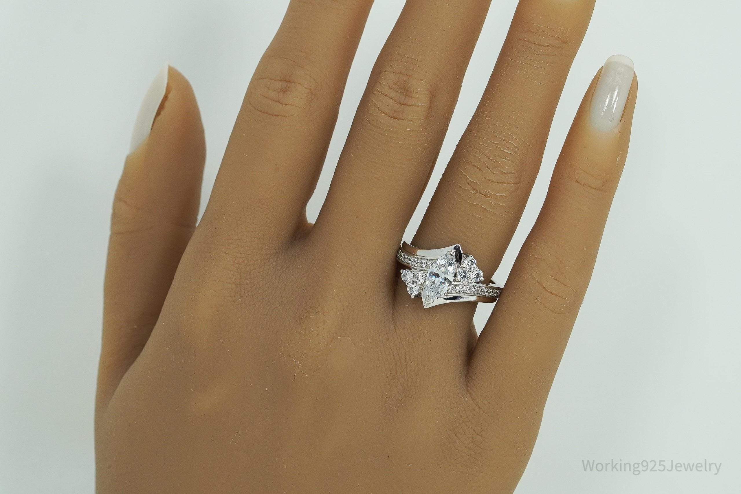 Vintage Cubic Zirconia Sterling Silver Ring Size 8.25