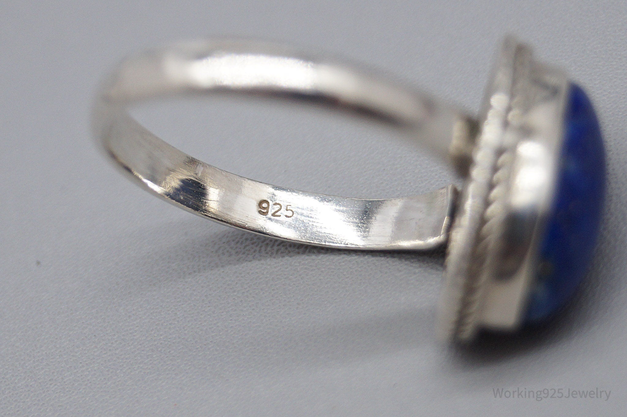 Vintage Lapis Lazuli Sterling Silver Ring - Size 9