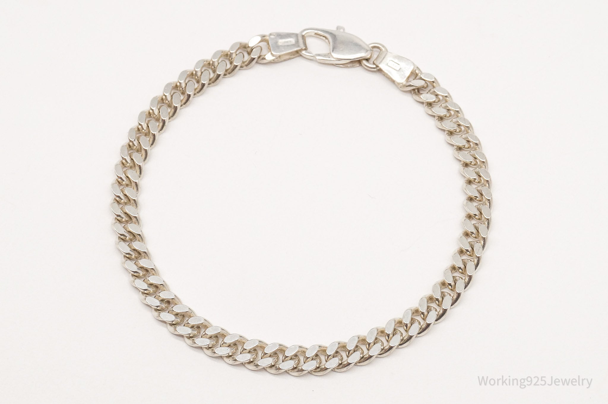 Vintage Italian Chain Link Sterling Silver Bracelet 7"