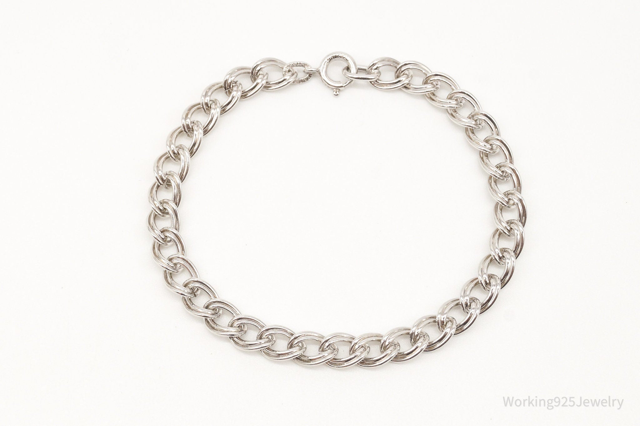 Antique JB Sterling Silver Chainlink Bracelet | Working 925 Jewelry
