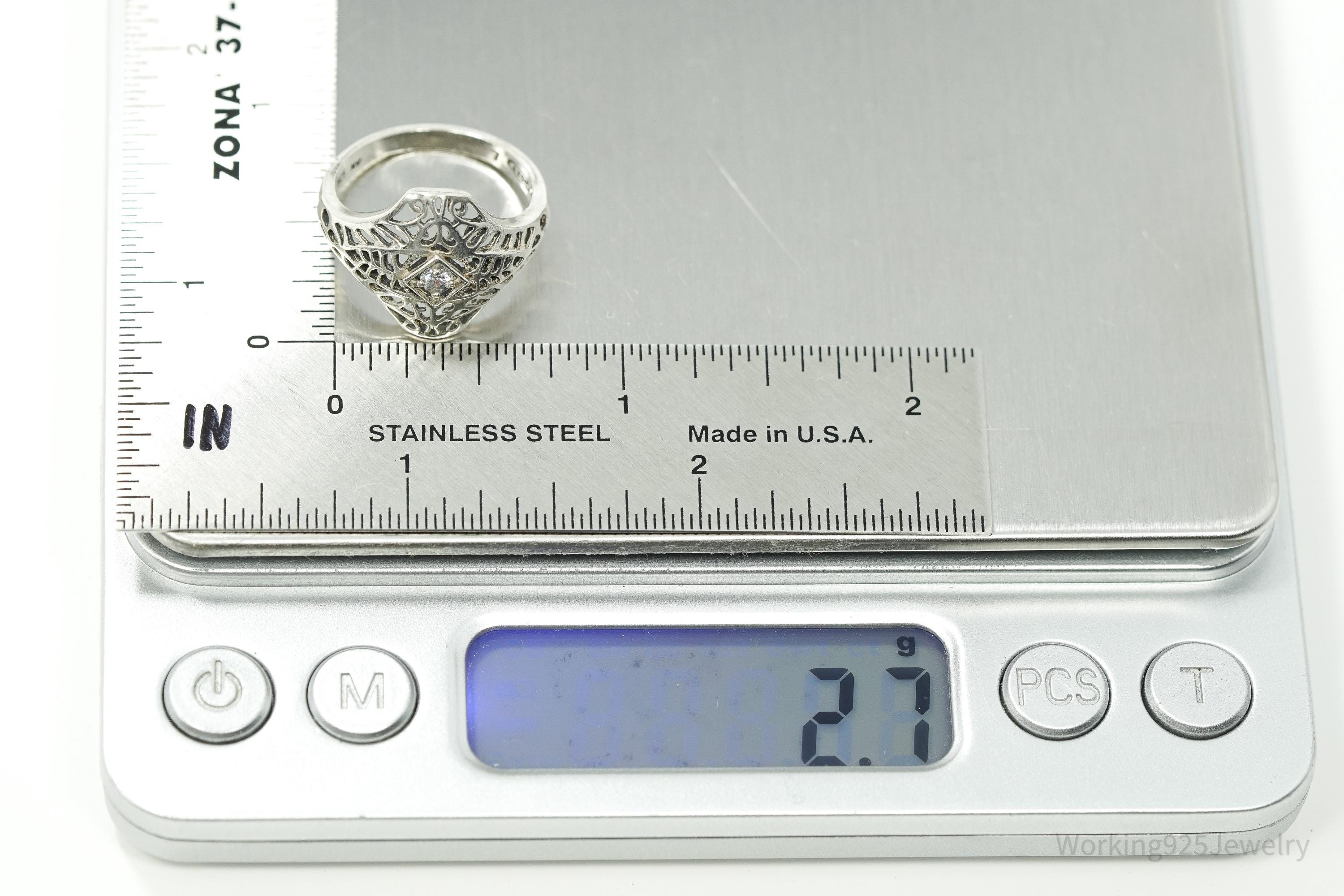 Vintage Avon Cubic Zirconia Sterling Silver Ring - Size 7