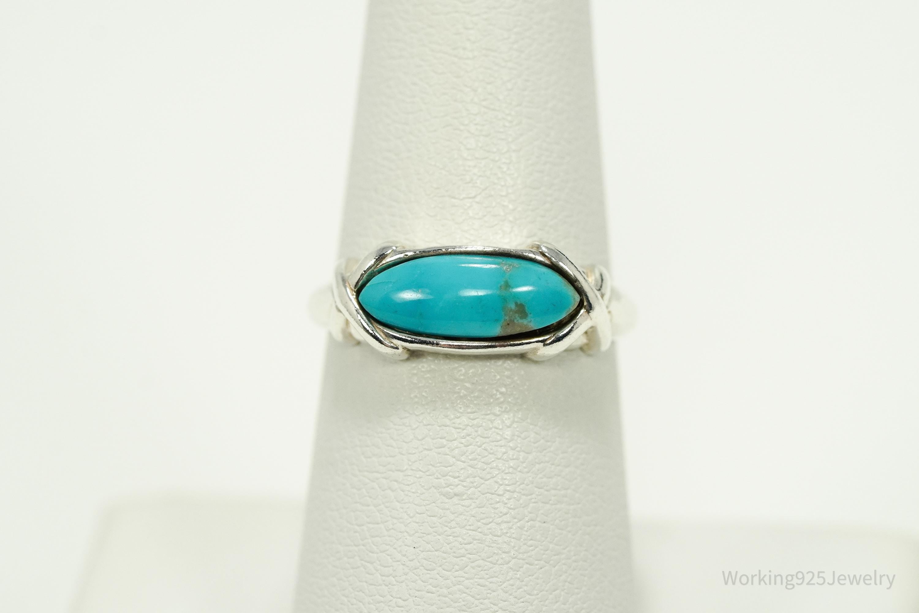 Vintage Native Designer Carolyn Pollack Turquoise Sterling Silver Ring - Size 7.25