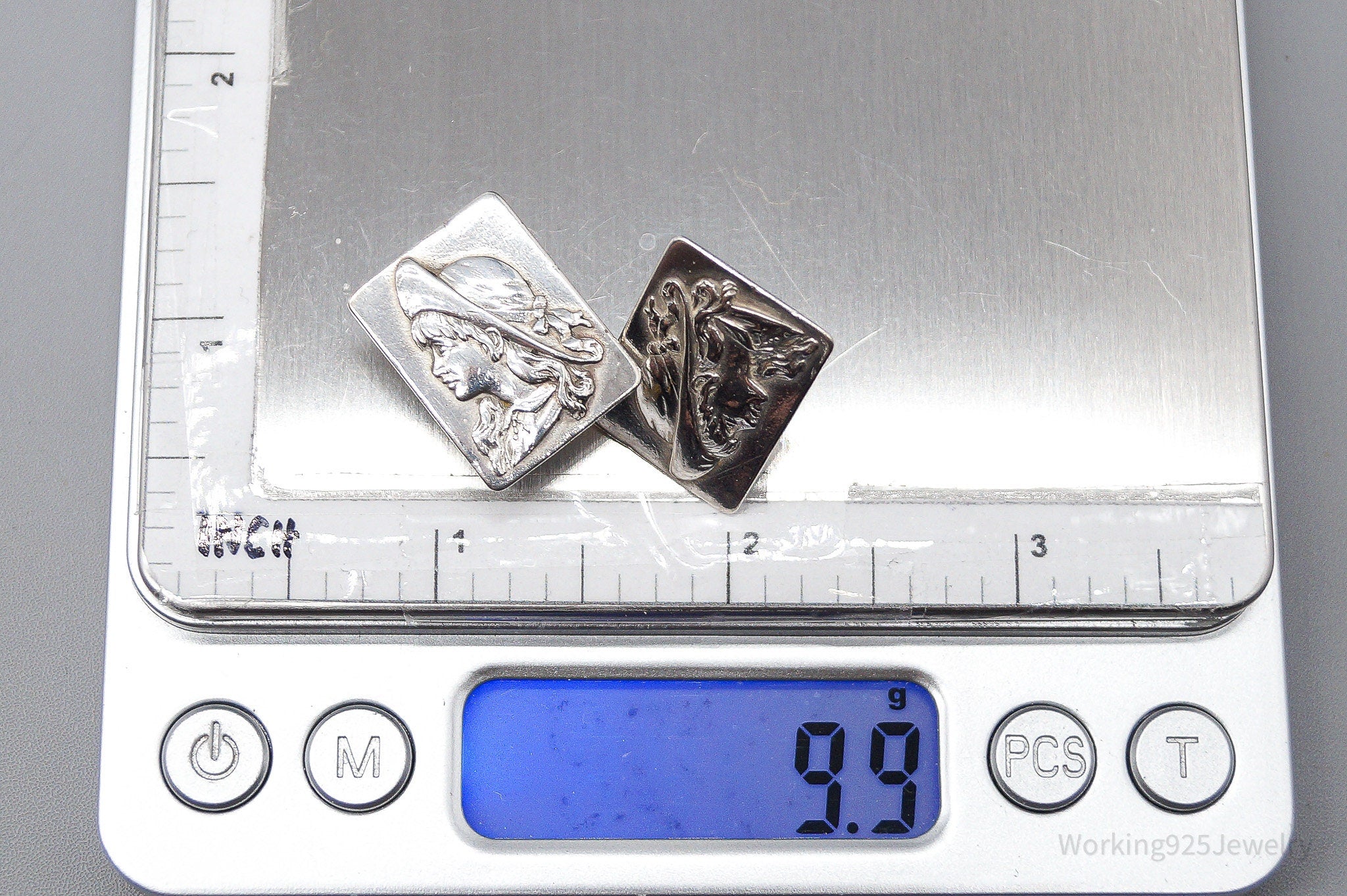 Antique Victorian Era 1800s Woman Sterling Silver Cufflinks