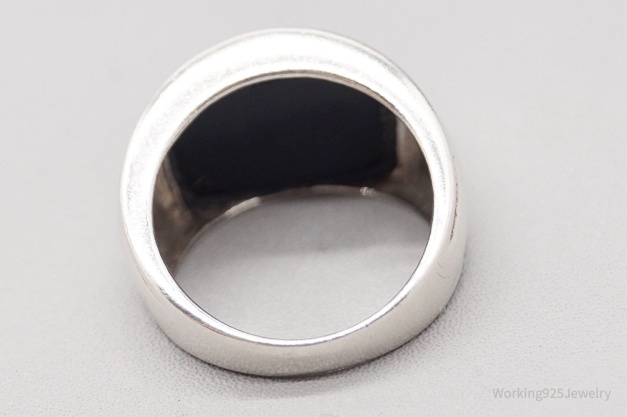 Vintage Black Onyx Sterling Silver Ring - Size 6.25