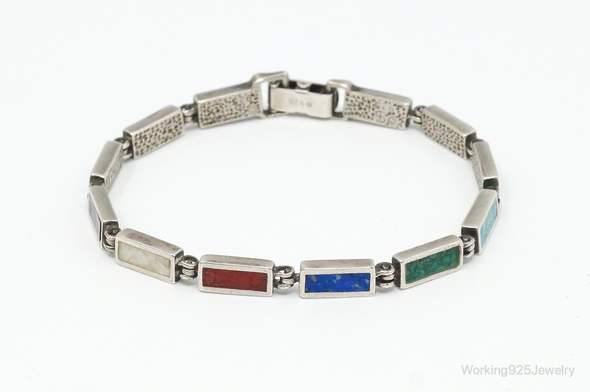 Vintage Multi Gem Sterling Silver Bracelet