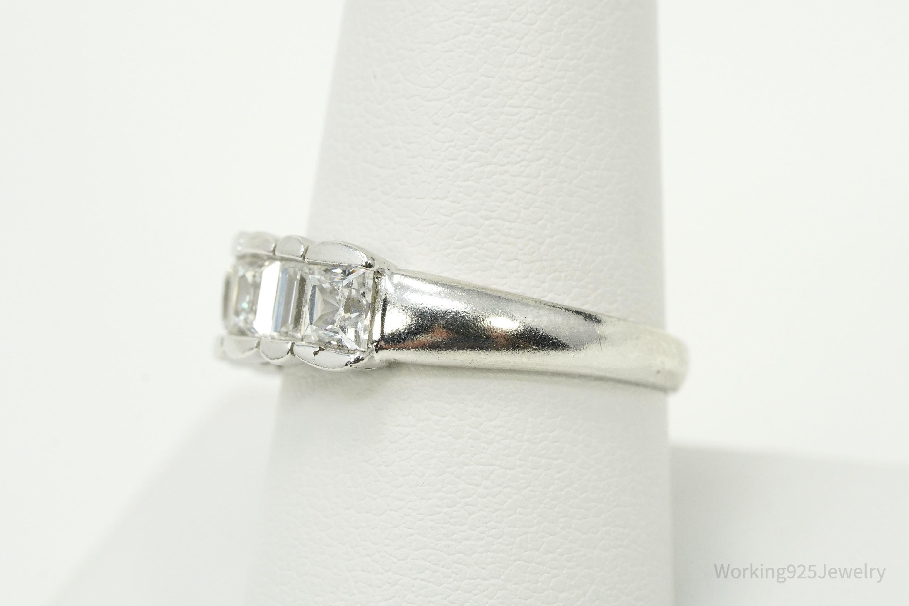 Vintage MEDA Cubic Zirconia Sterling Silver Ring - Size 8.75