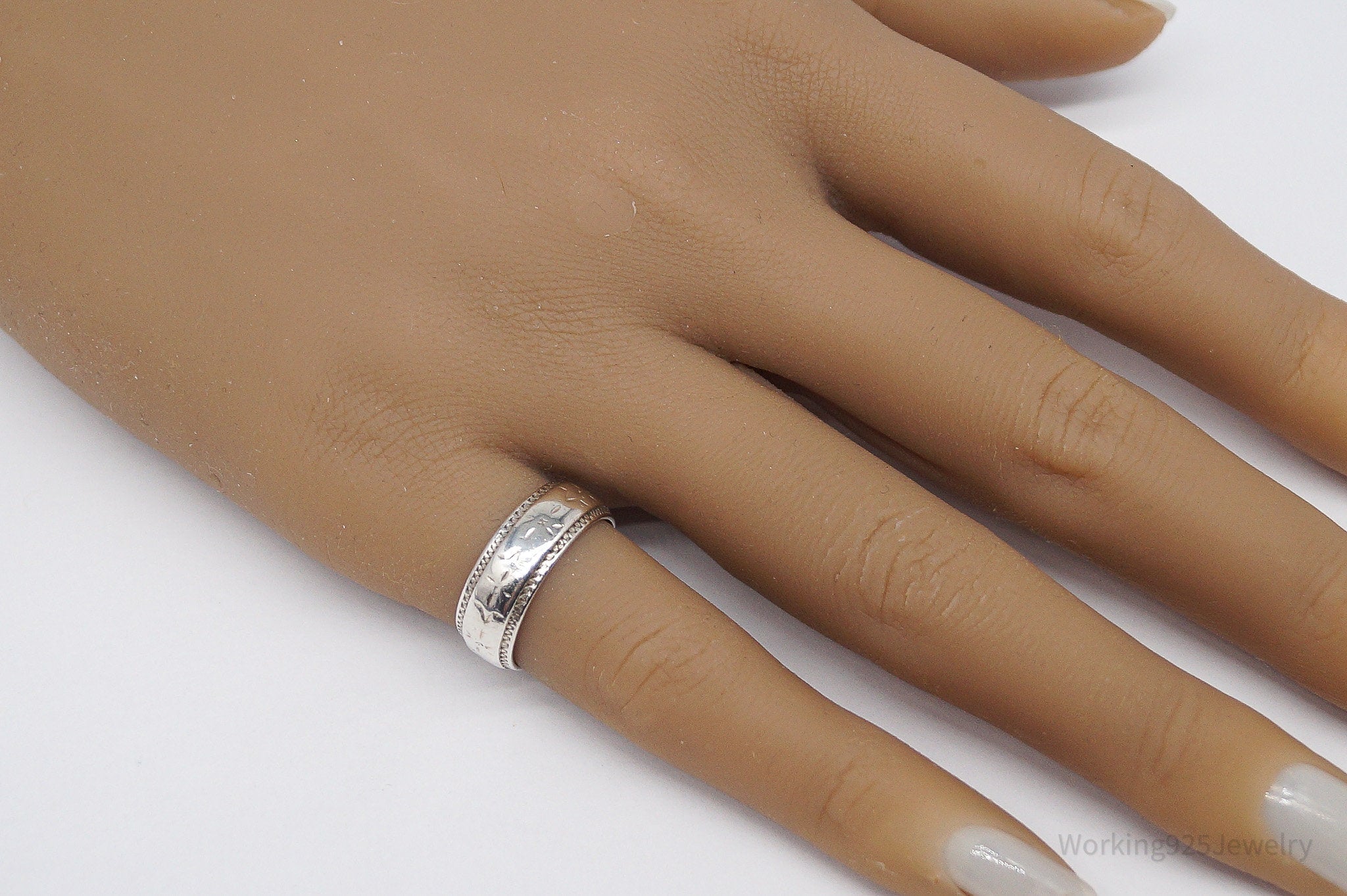 Antique Sterling Silver Band Ring - Size 5.5