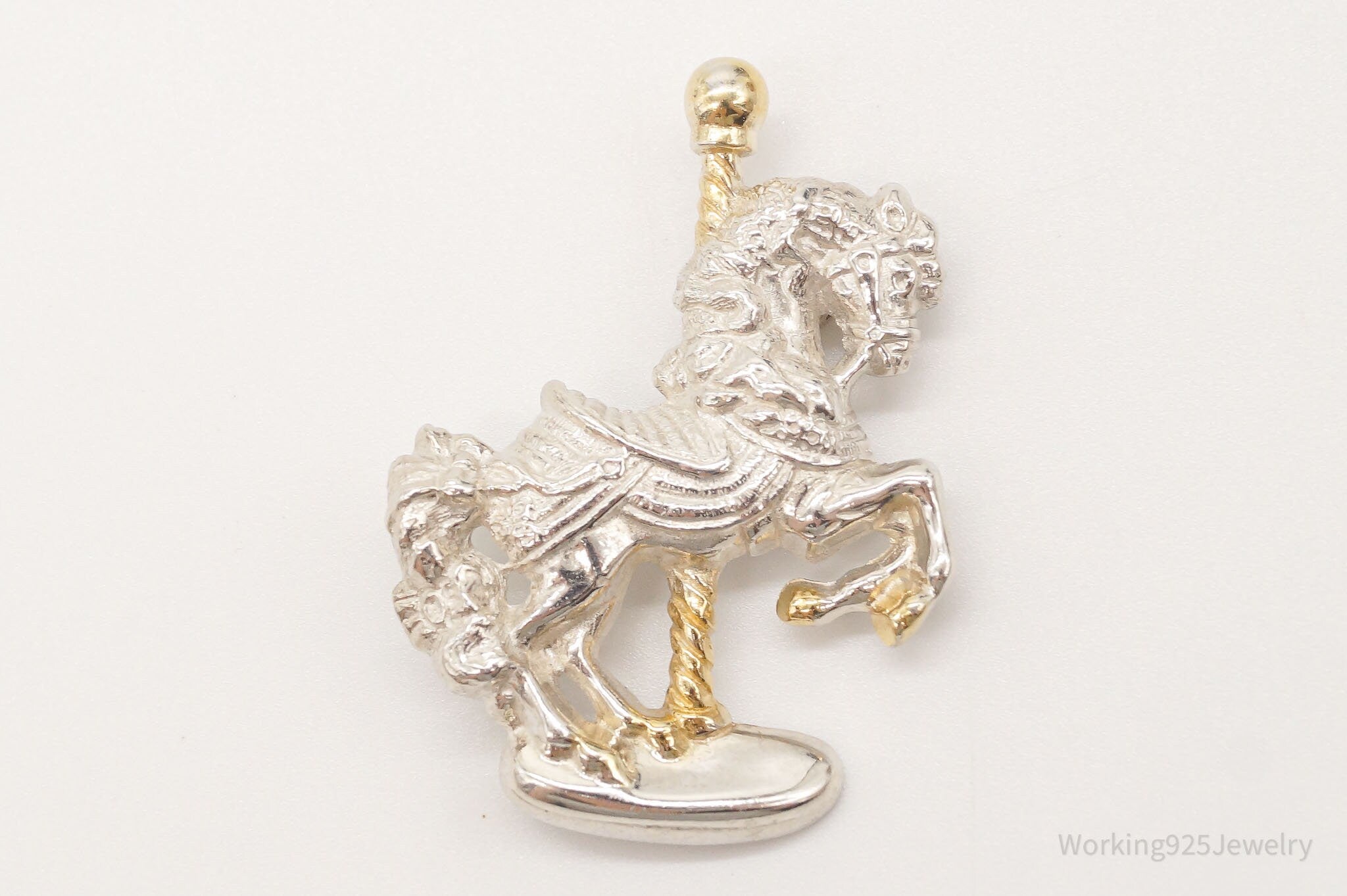 Vintage Gorham Merry-Go-Round Carousel Horse Gold Vermeil Sterling Silver Pin