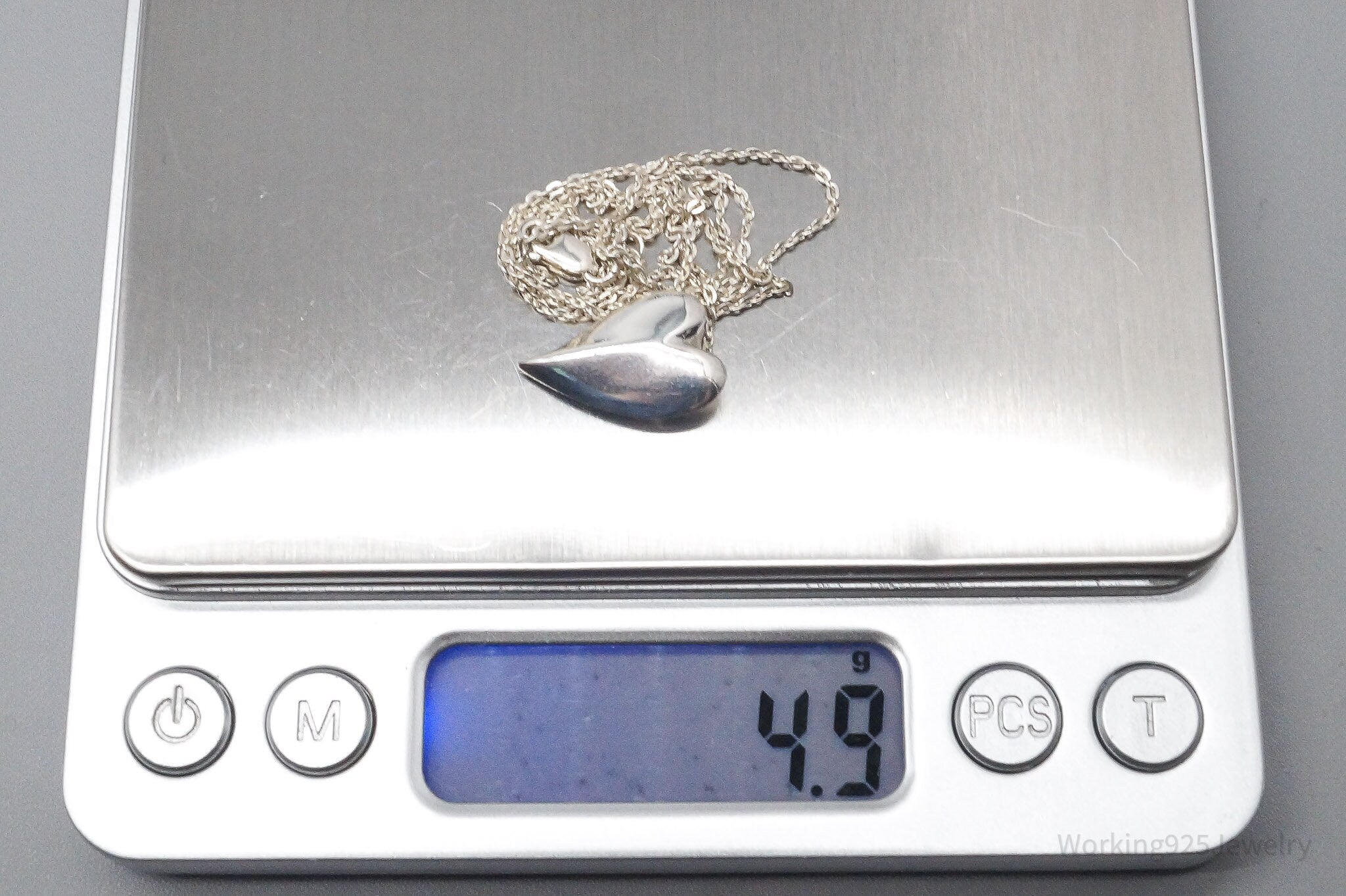 Vintage Kit Heath Modernist Heart Sterling Silver Chain Necklace - 16"