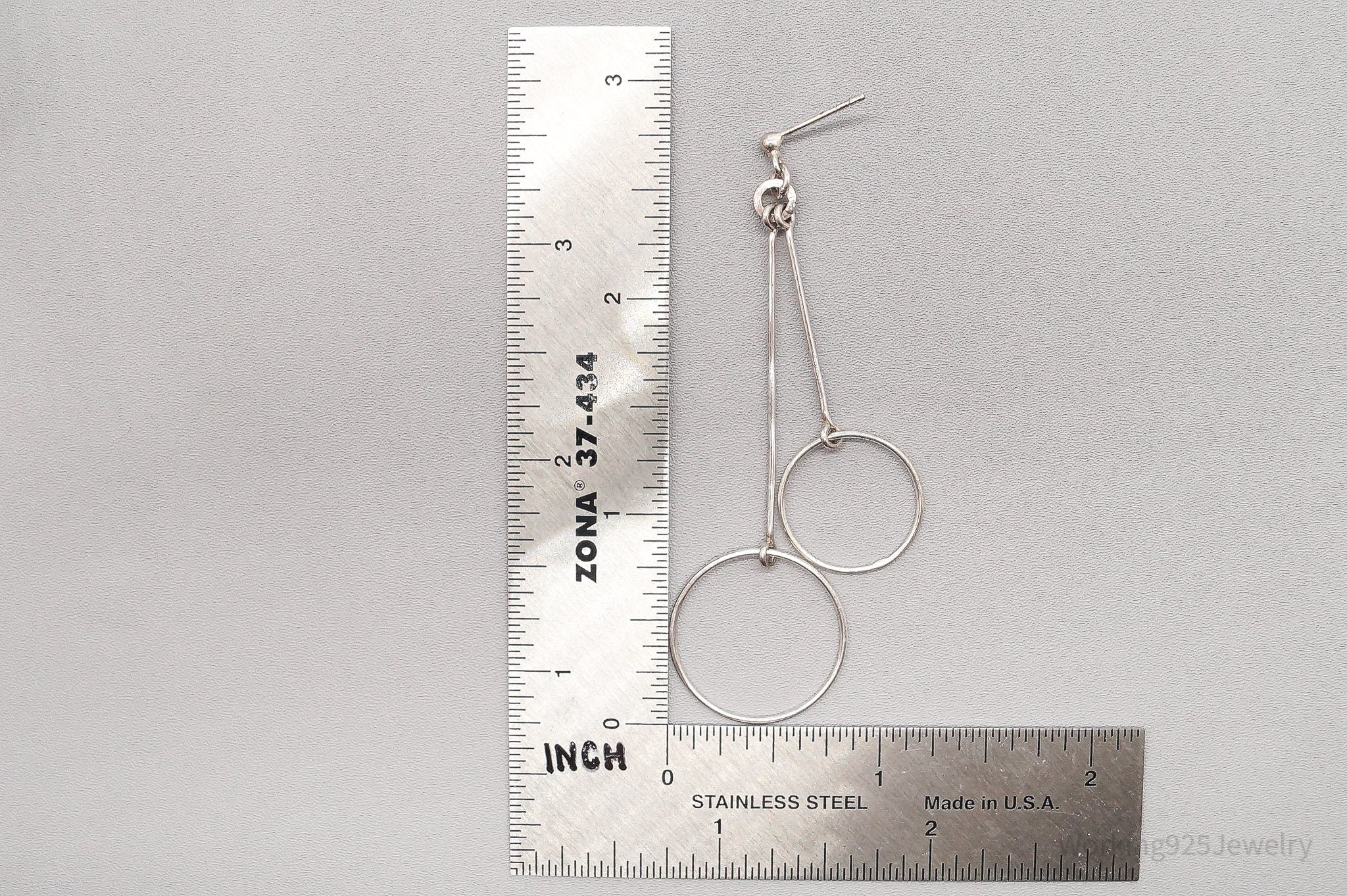 Vintage Geometric Modernist Style Sterling Silver Earrings