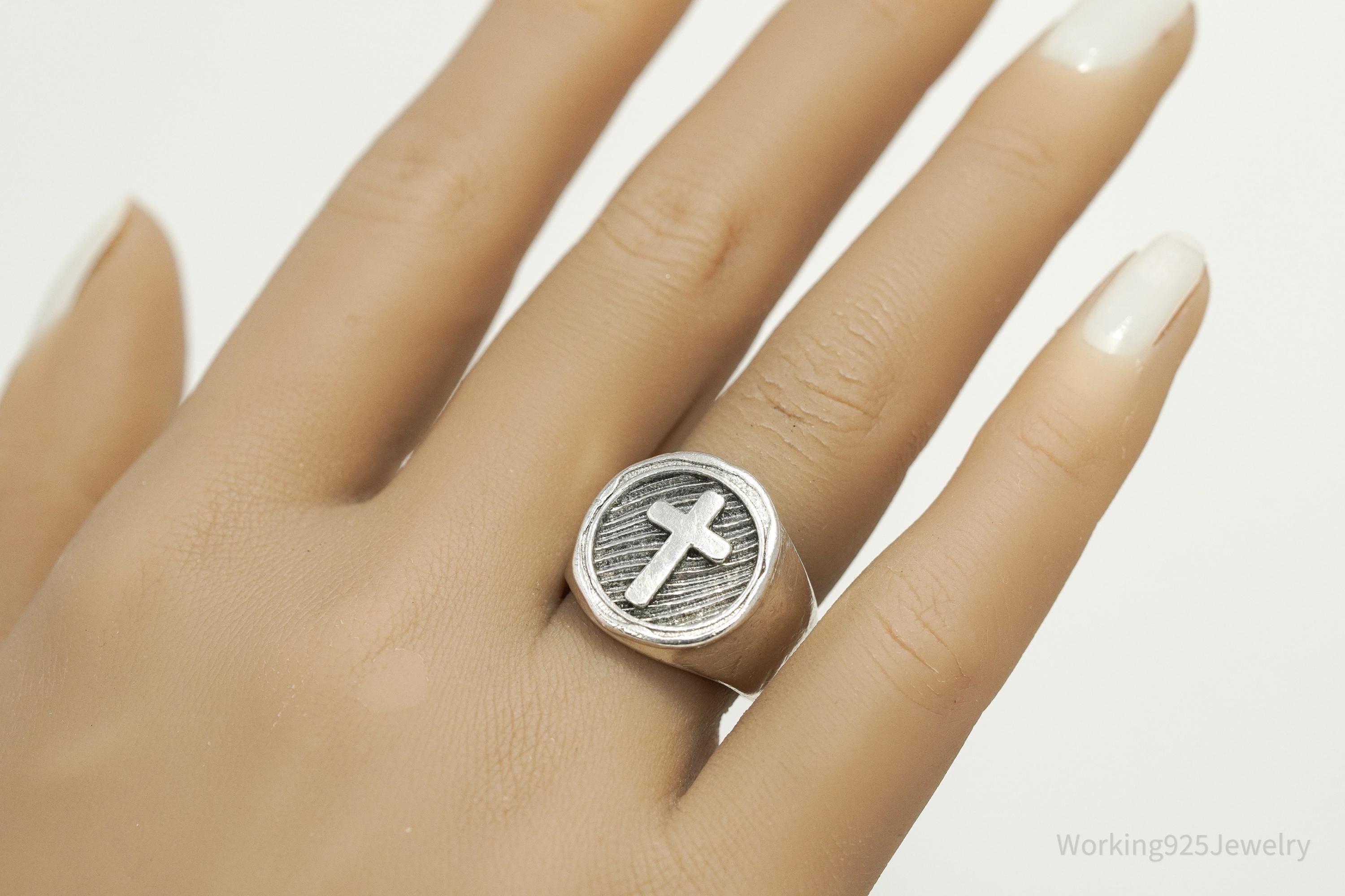 Vintage Paz Sterling Silver Cross Ring - Size 8